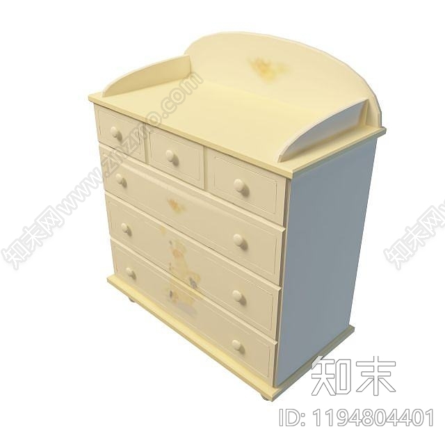 现代卧室多抽屉边柜3D模型下载【ID:1194804401】