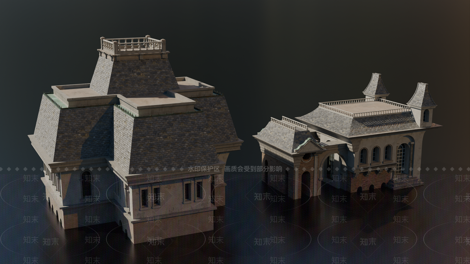欧式风格建筑SU模型下载【ID:1194807518】