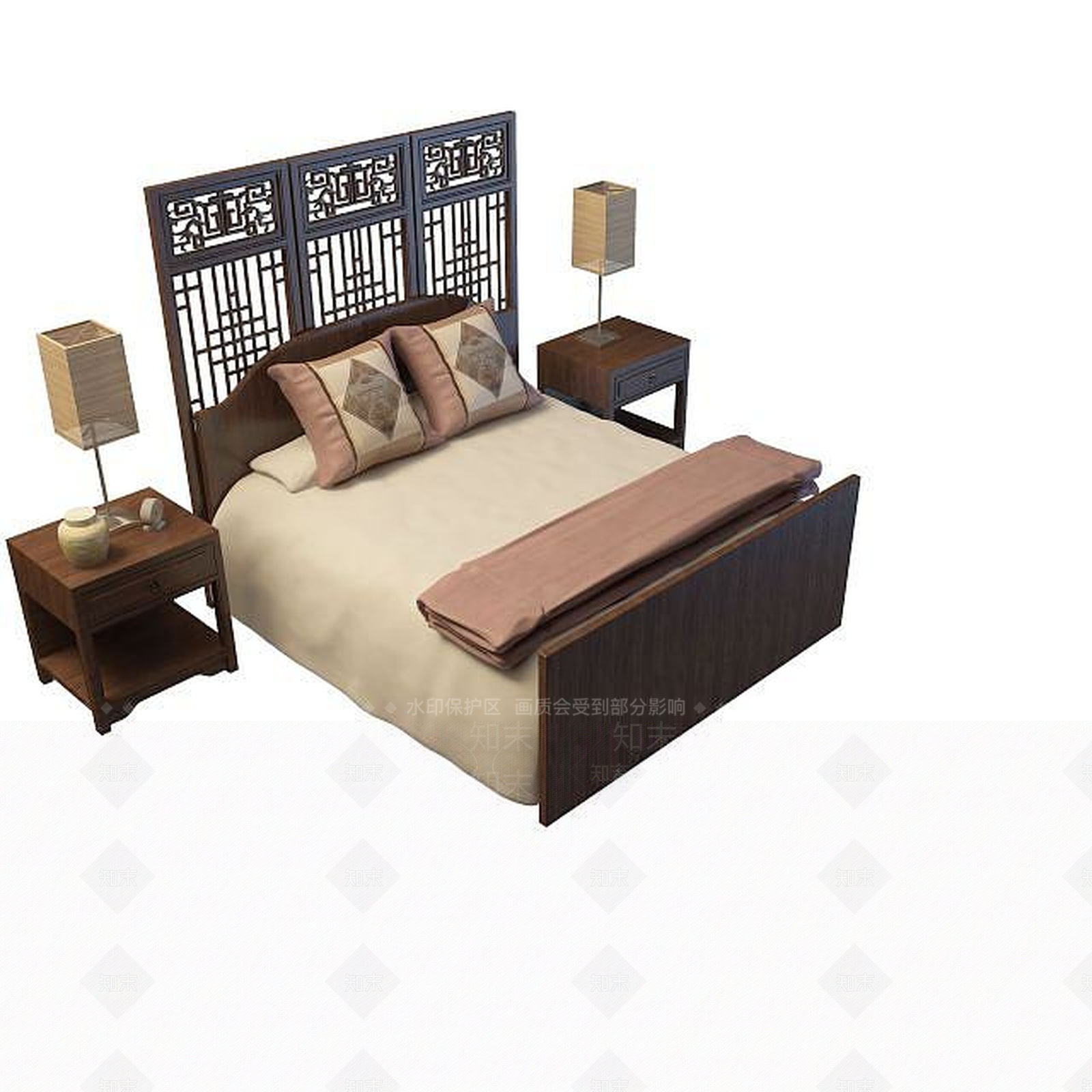 现代古典床3D模型下载【ID:1194808801】