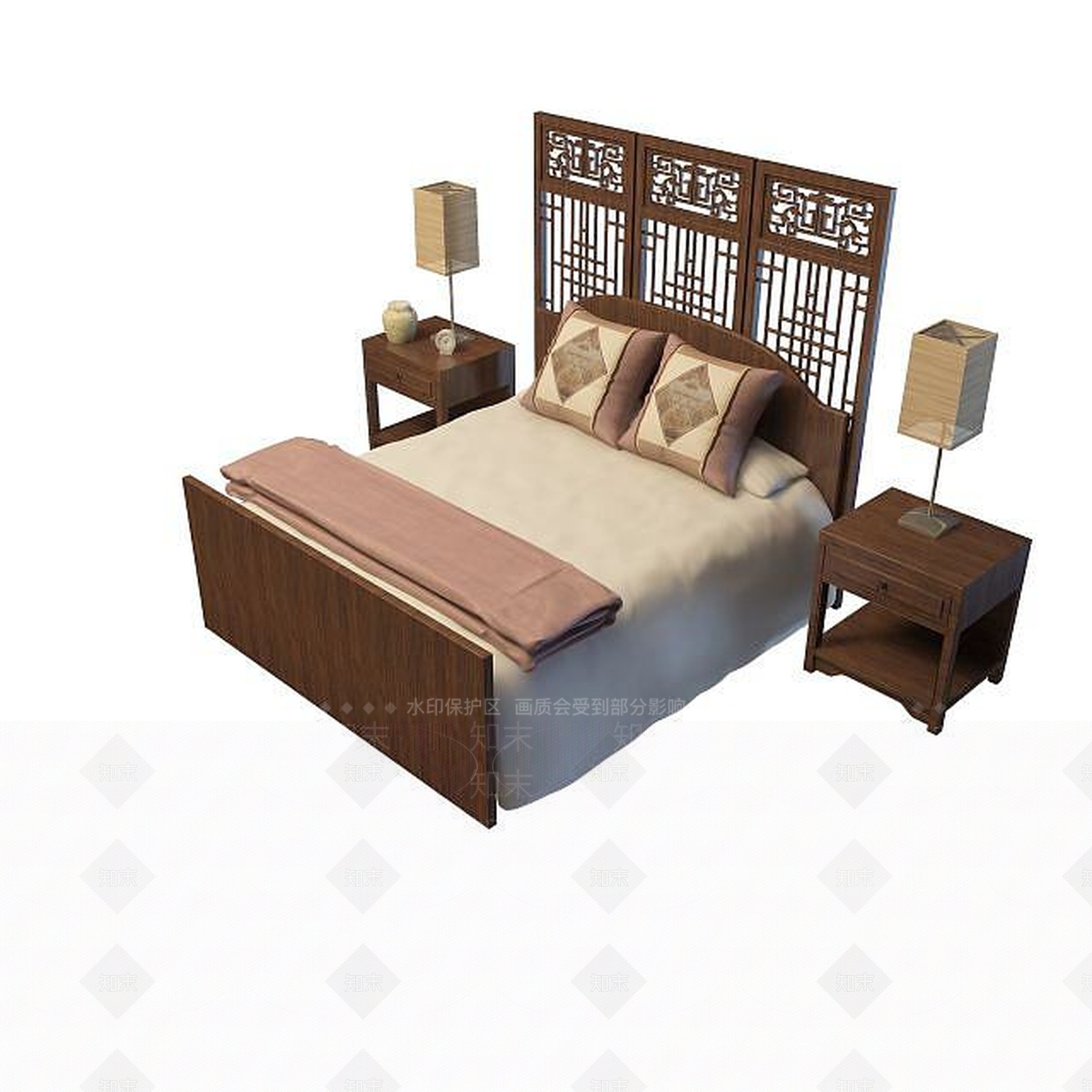 现代古典床3D模型下载【ID:1194808801】