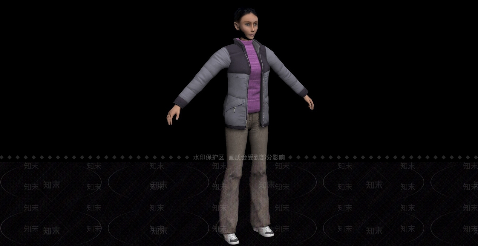 现代穿棉服的女人3D模型下载【ID:1194809197】