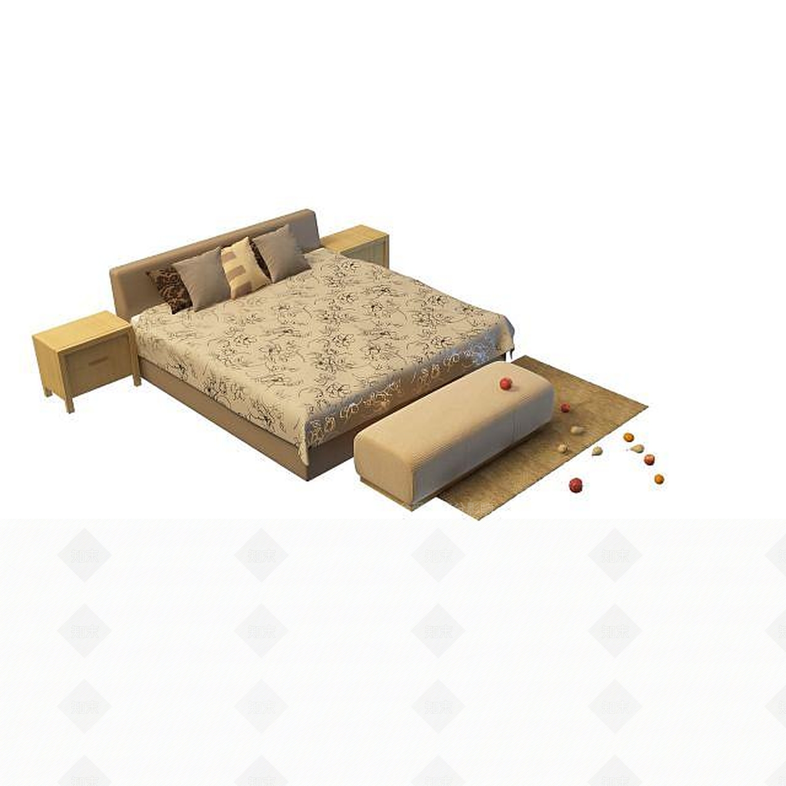 现代大床3D模型下载【ID:1194809477】