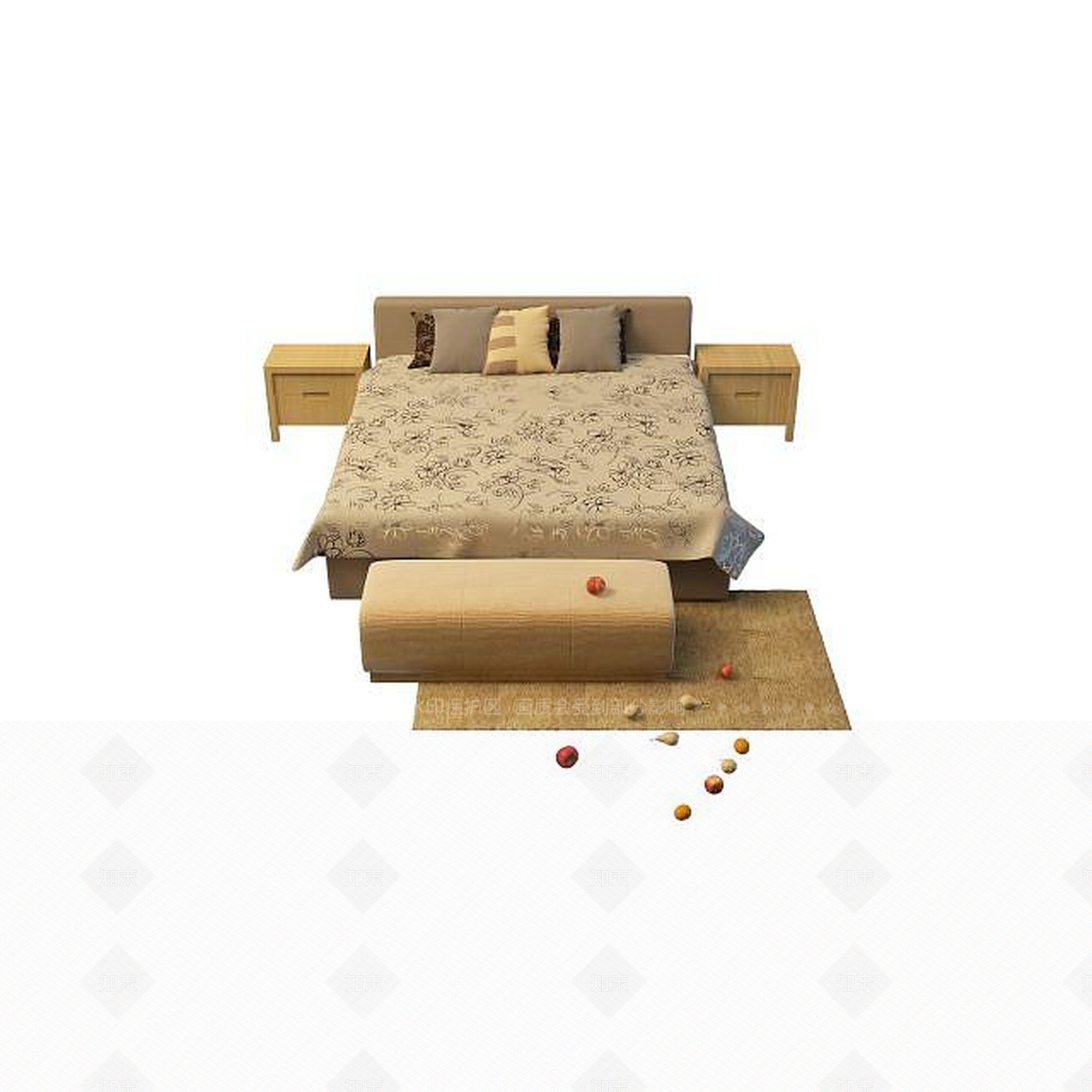 现代大床3D模型下载【ID:1194809477】