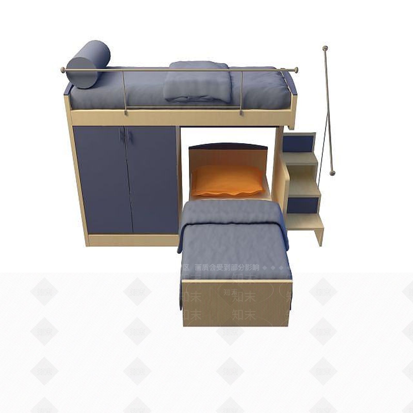 现代多功能床3D模型下载【ID:1194809989】