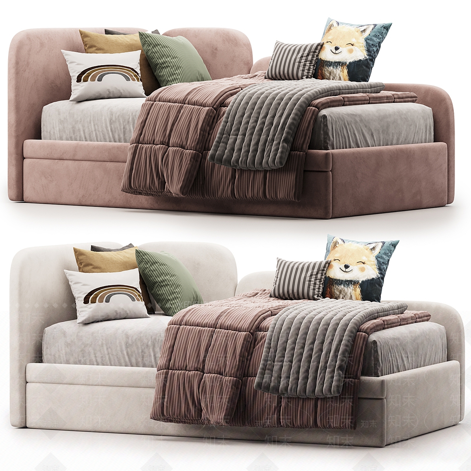 现代奶油儿童床3D模型下载【ID:1194813257】