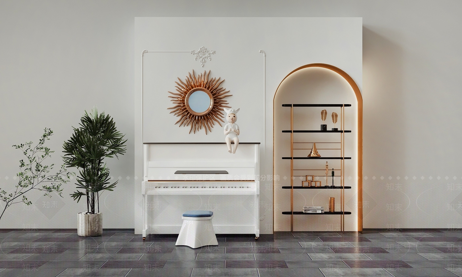 现代门厅柜组合3D模型下载【ID:1194813665】