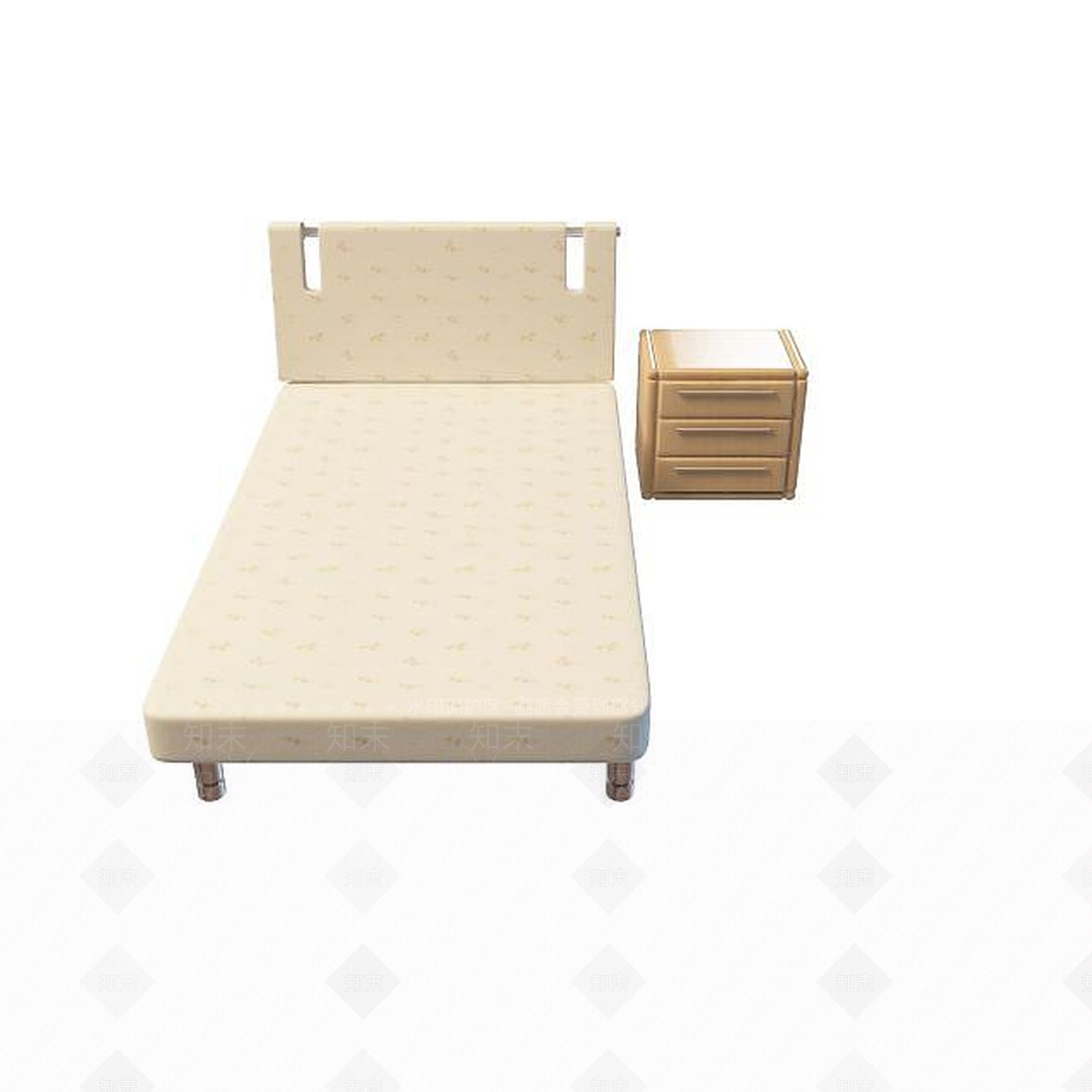现代简约单人床3D模型下载【ID:1194814077】