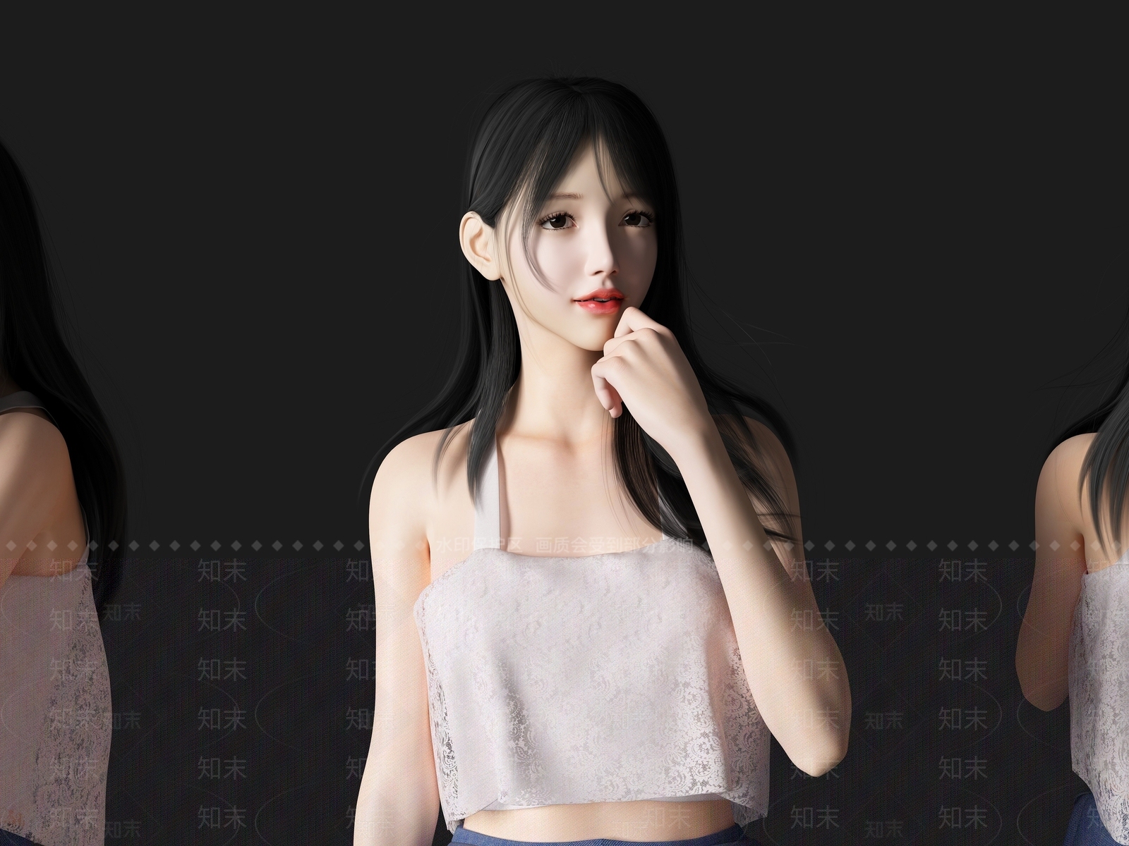 现代坐姿美女人物3D模型下载【ID:1194814101】