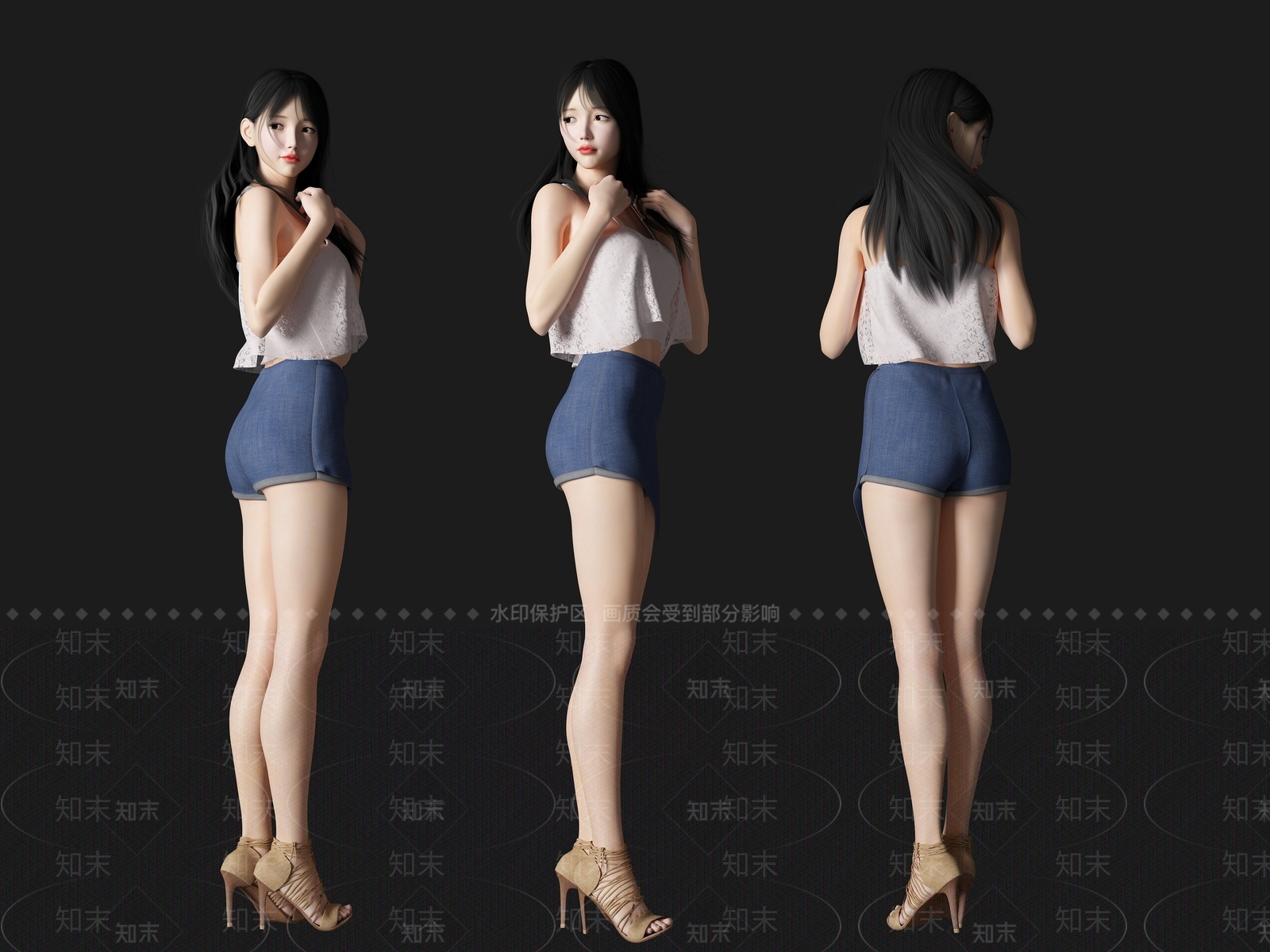 现代微笑美女人物3D模型下载【ID:1194814156】