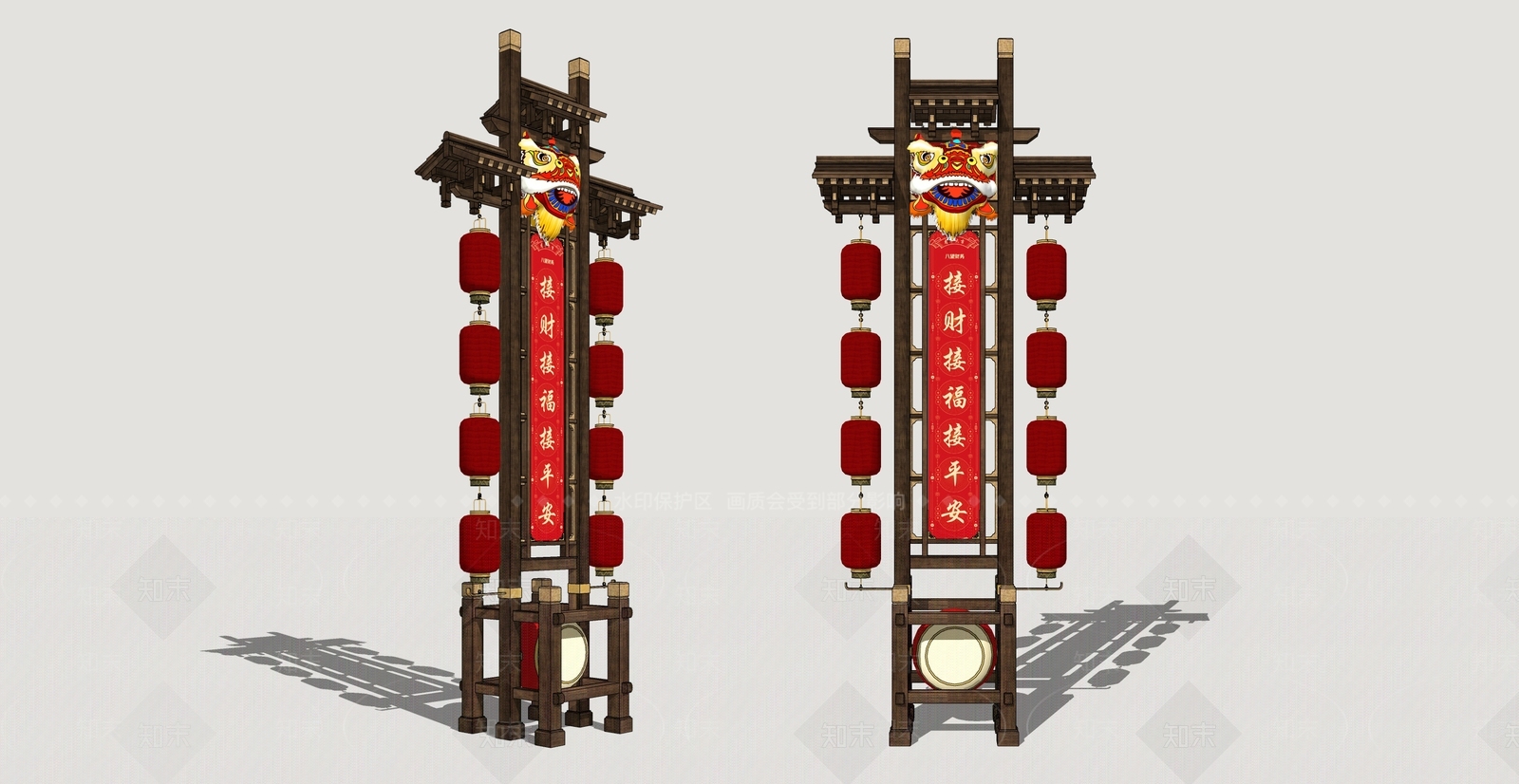 中式廊架SU模型下载【ID:1194826242】