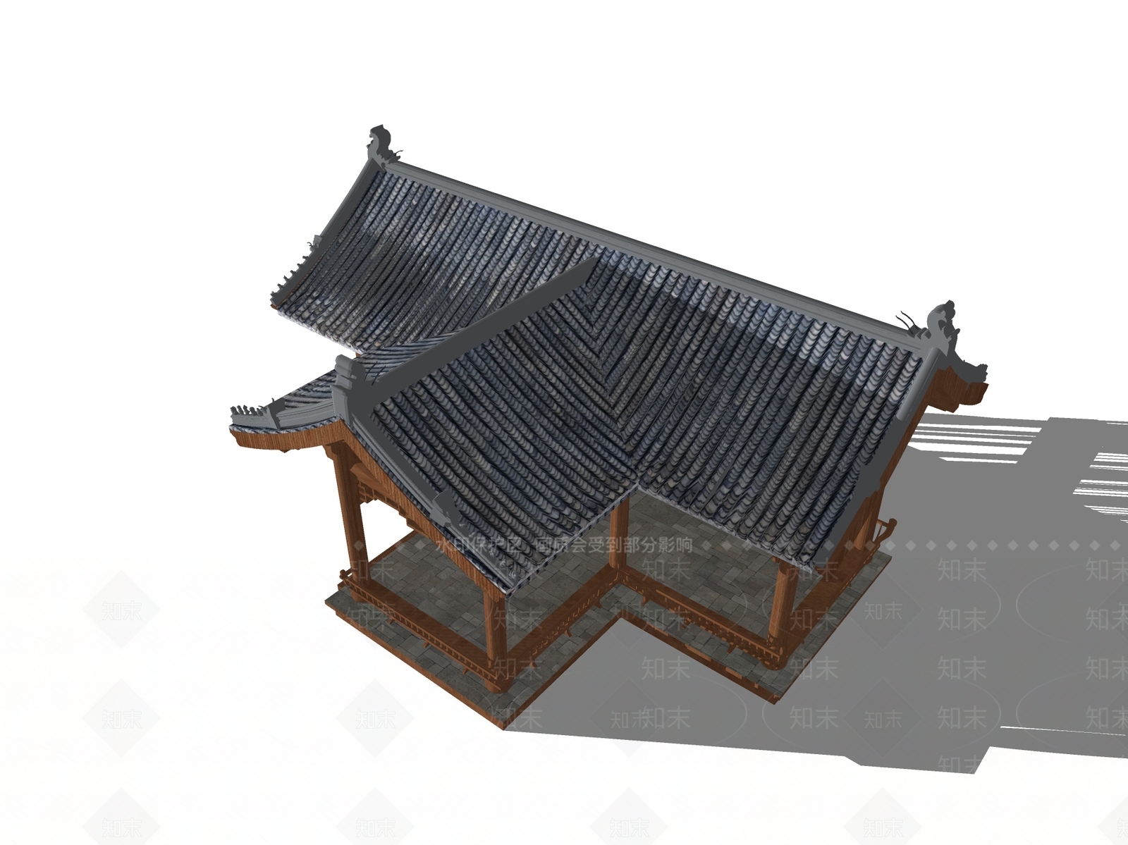 中式廊架SU模型下载【ID:1194826867】