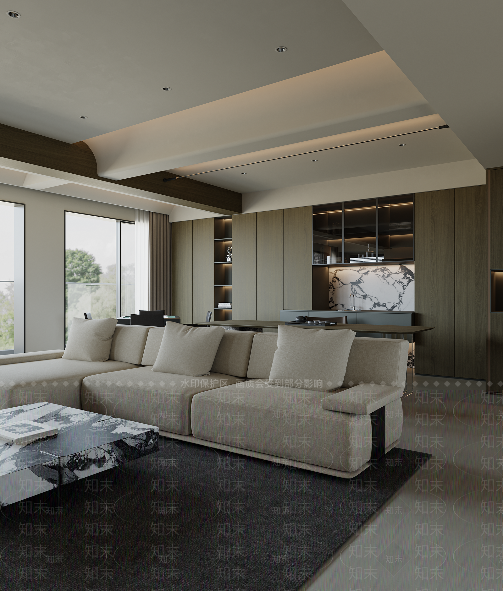 木色餐边柜茶水间3D模型下载【ID:1227548548】