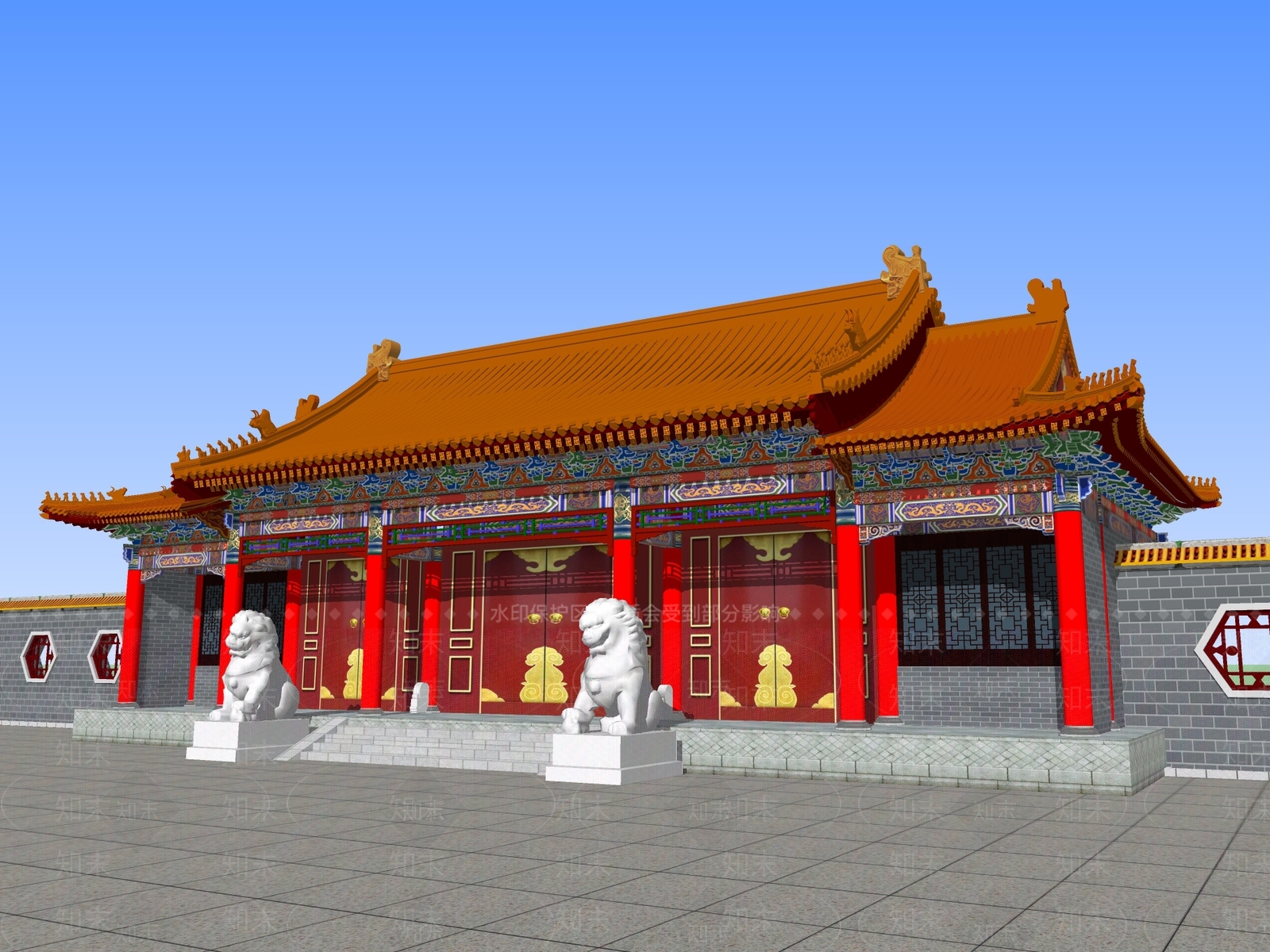 中式入口大门SU模型下载【ID:1194830755】