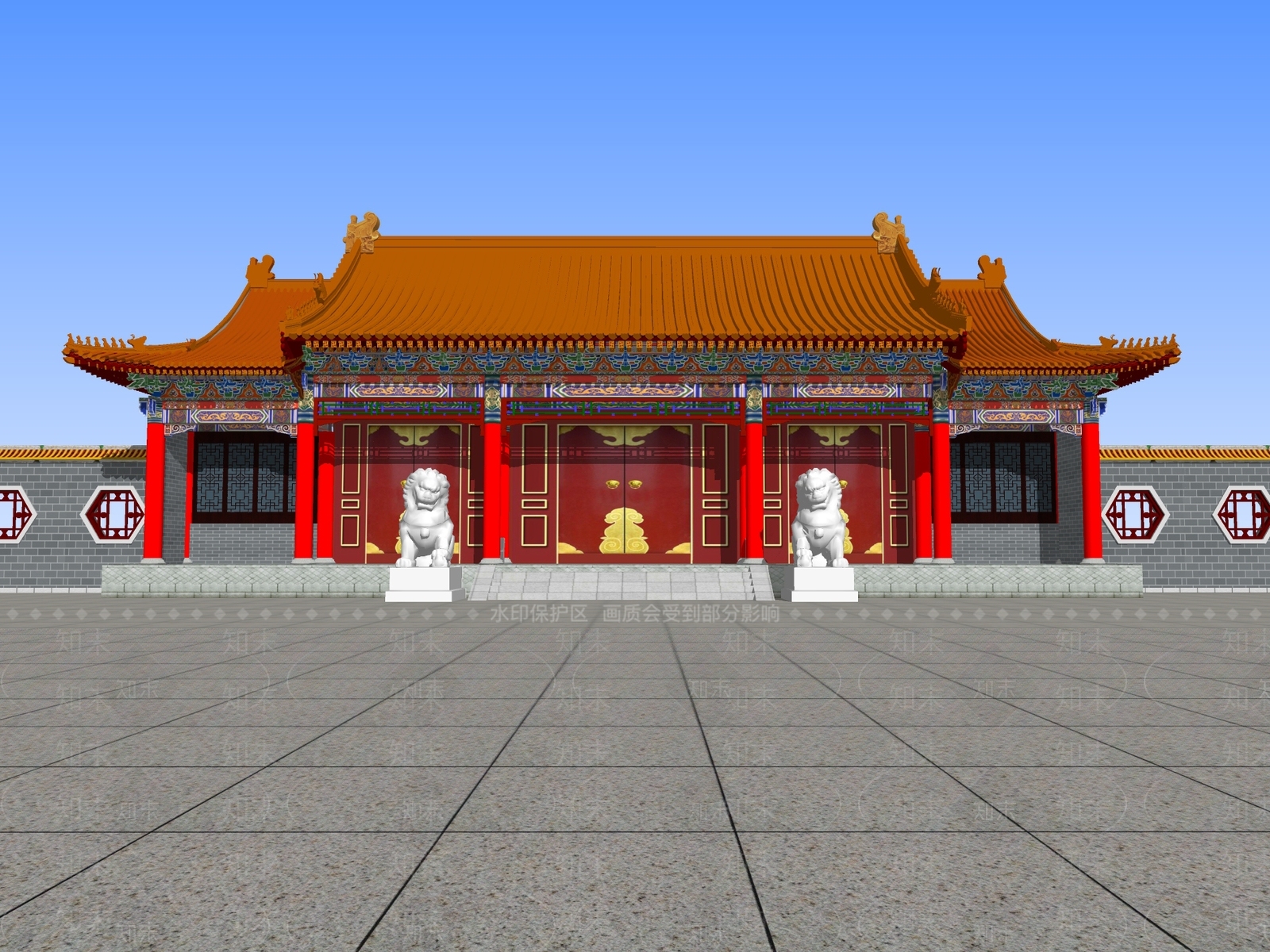 中式入口大门SU模型下载【ID:1194830755】