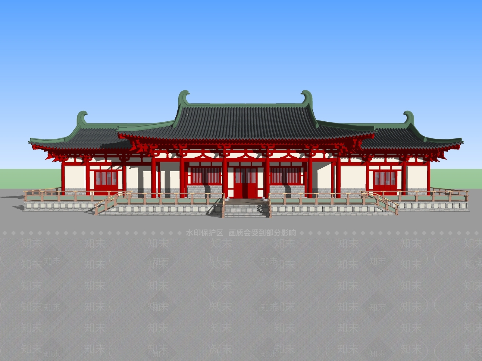 中式入口大门SU模型下载【ID:1194831417】