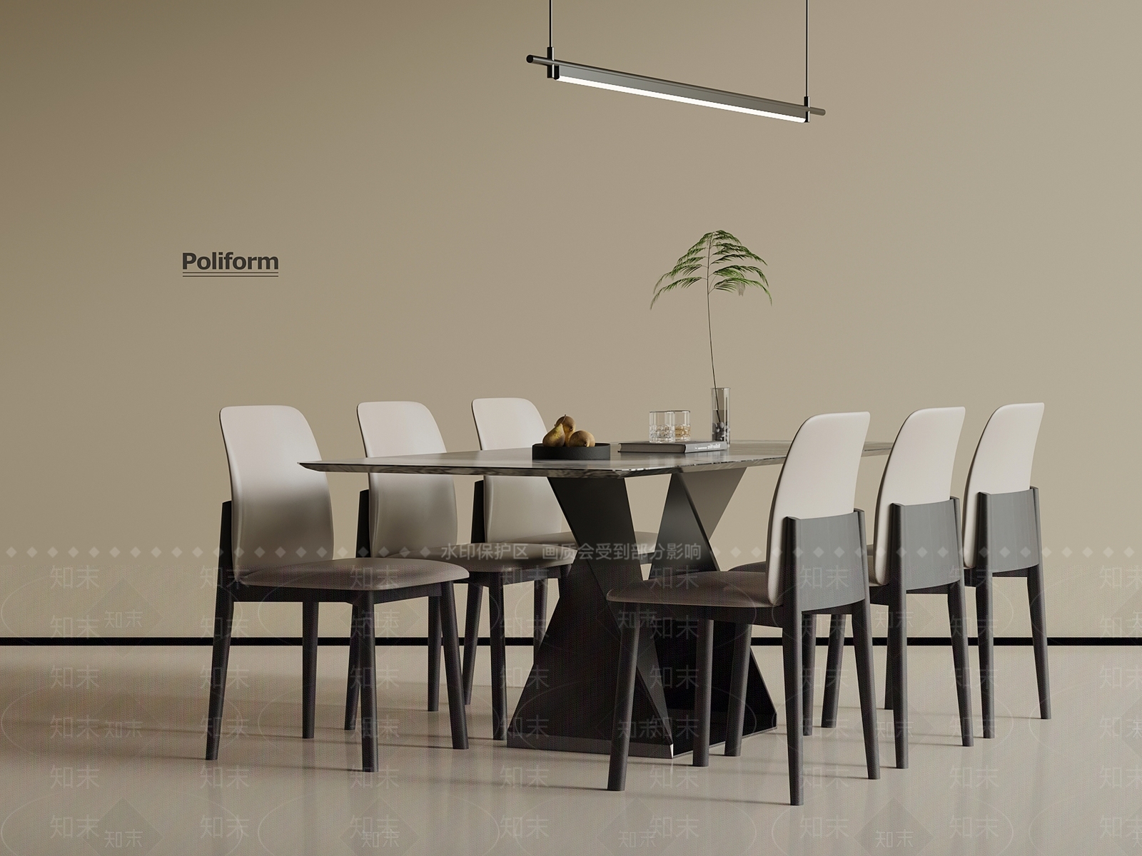 现代意式餐桌椅SU模型下载【ID:1194833859】
