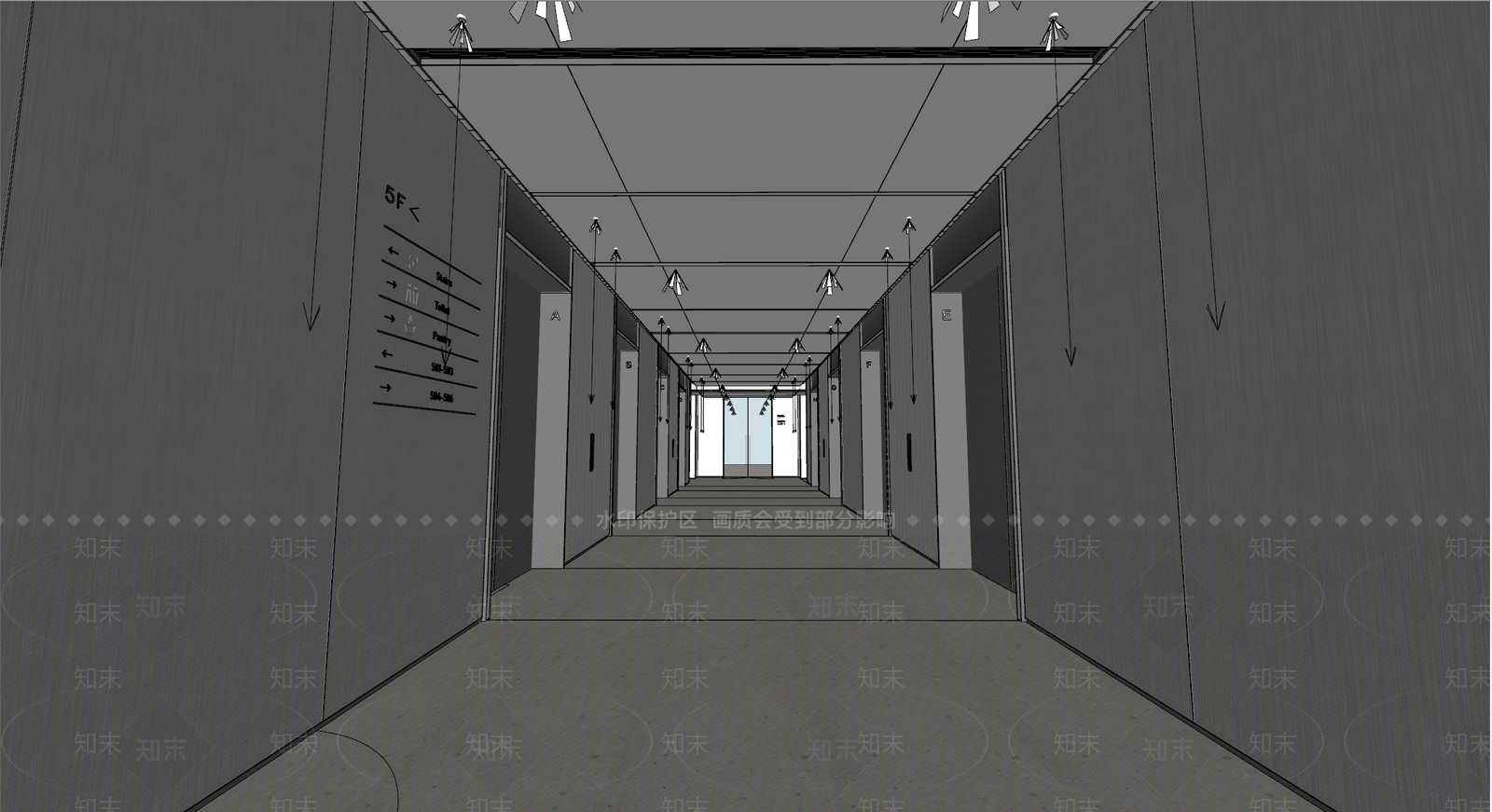 现代办公大堂SU模型下载【ID:1194863342】