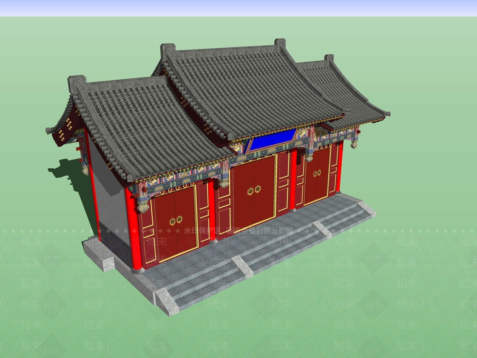 中式入口大门SU模型下载【ID:1194836516】