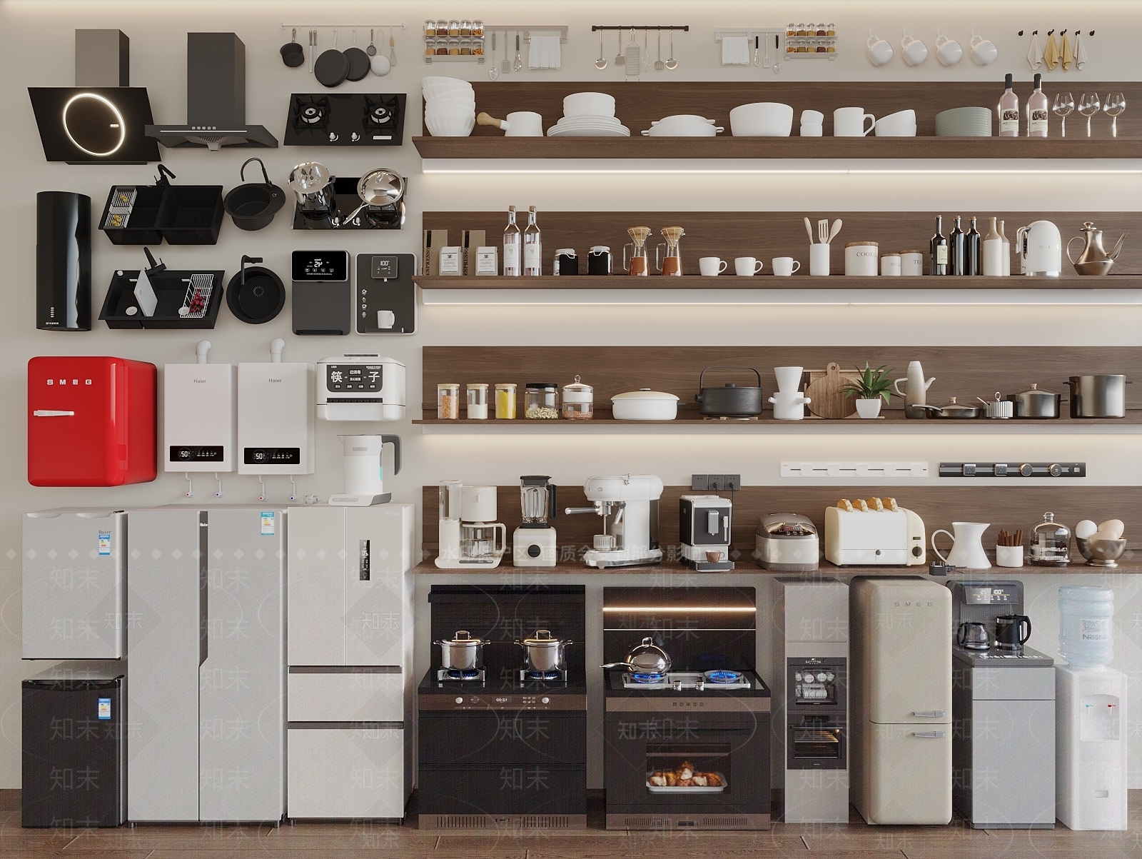 厨房用品组合SU模型下载【ID:1194837570】