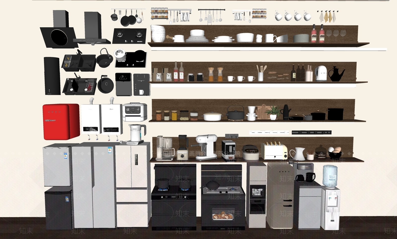 厨房用品组合SU模型下载【ID:1194837570】