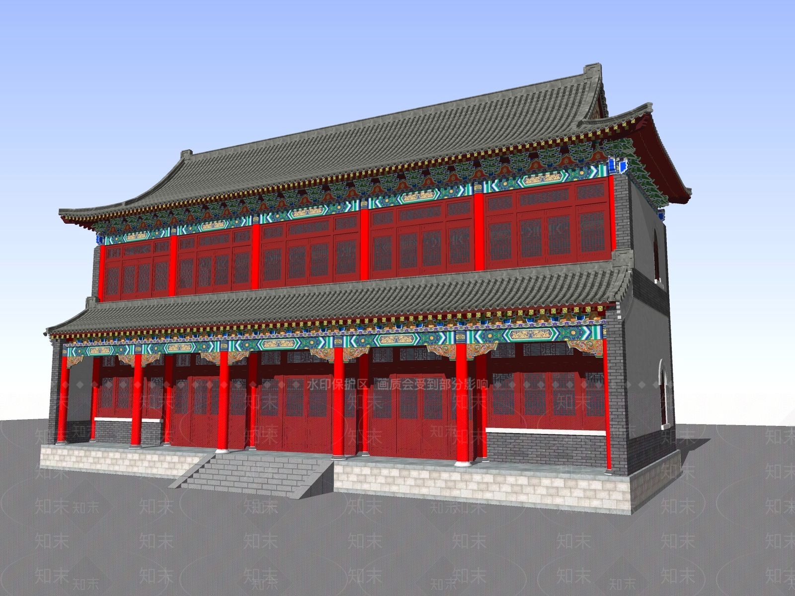 中式古建筑SU模型下载【ID:1194837442】