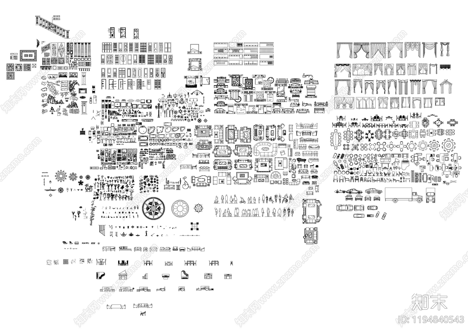 现代新中式家具图库施工图下载【ID:1194840543】