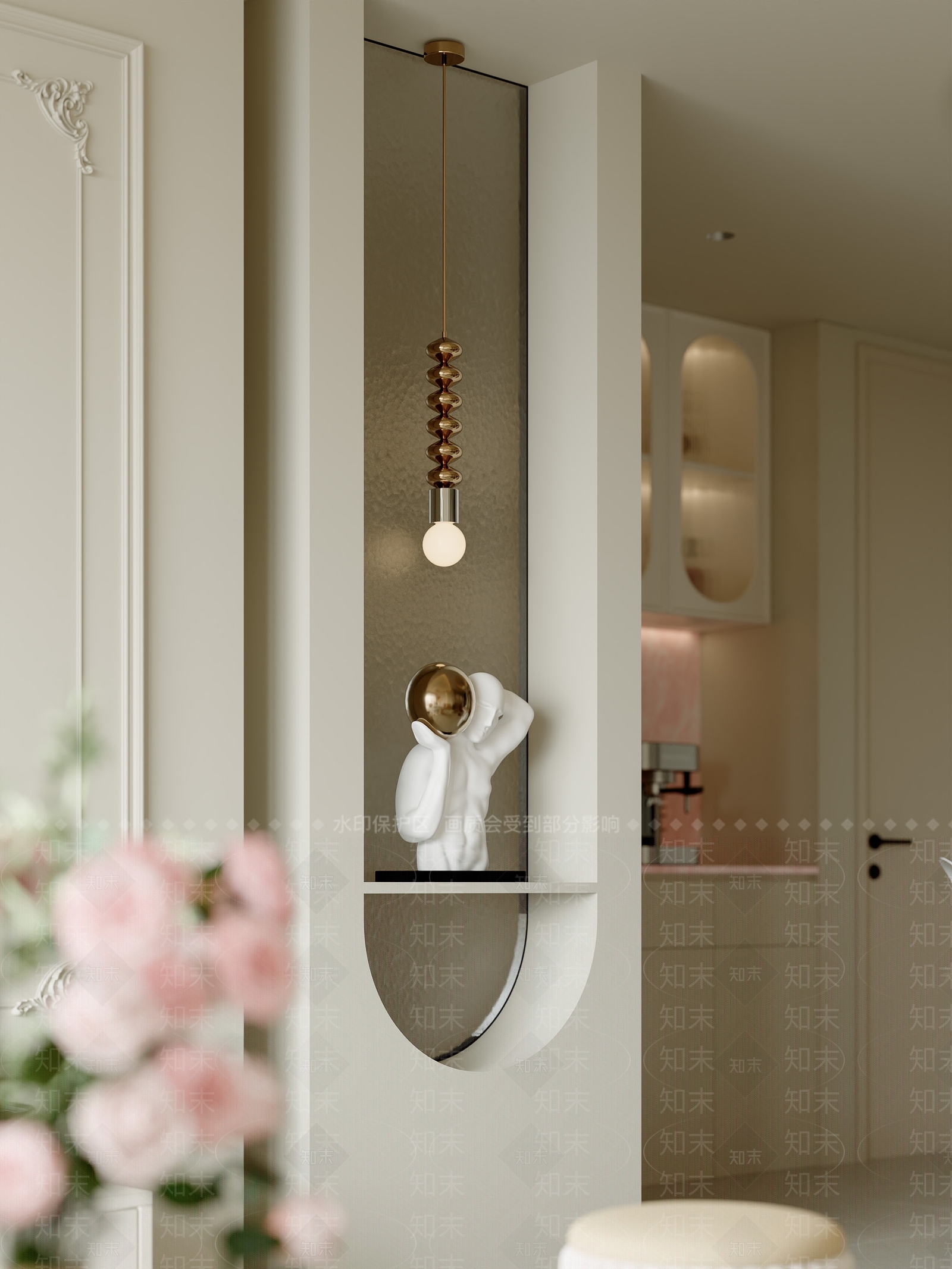 法式奶油家居客厅3D模型下载【ID:1194842809】