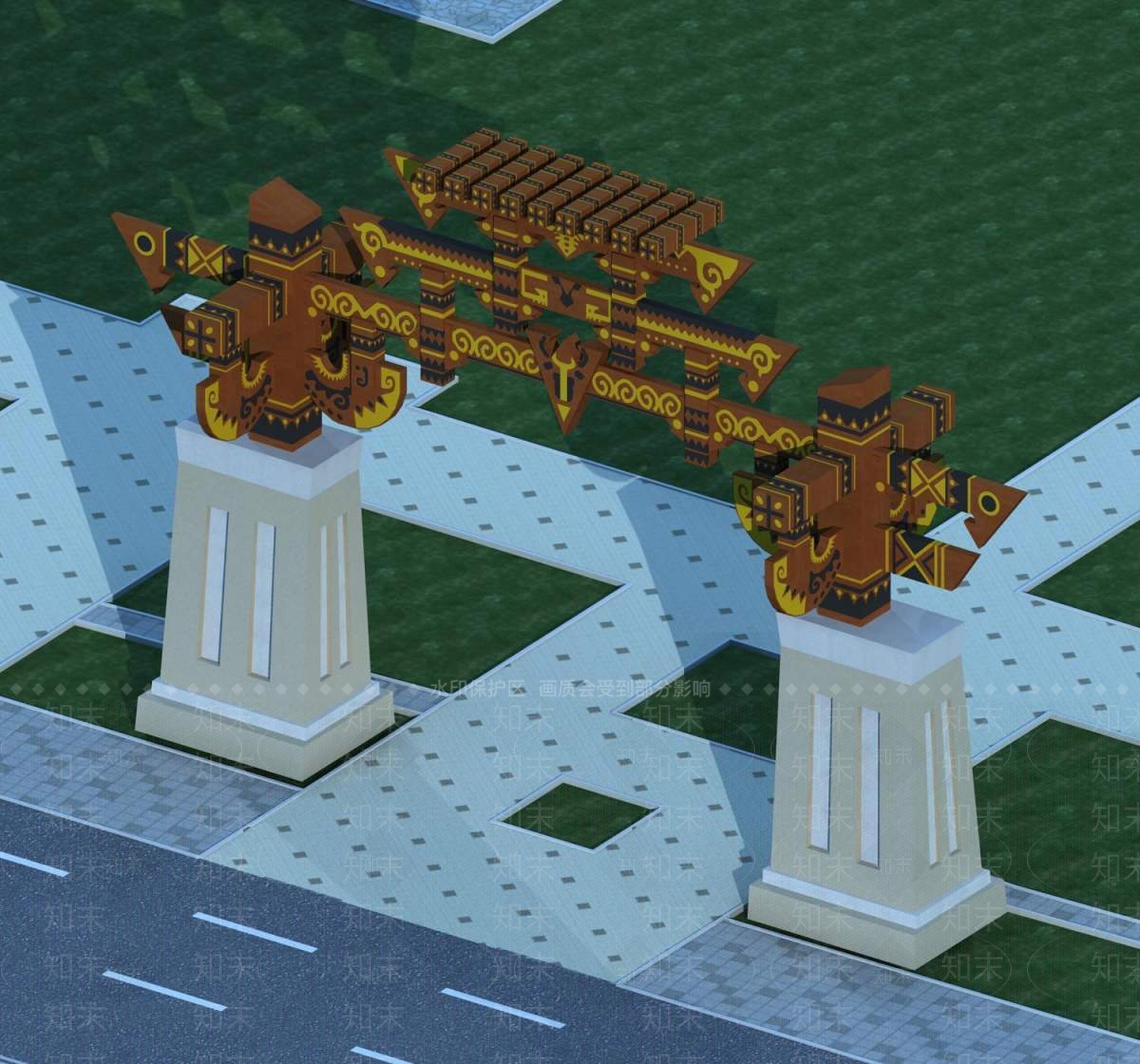 中式牌楼牌坊3D模型下载【ID:1194841818】