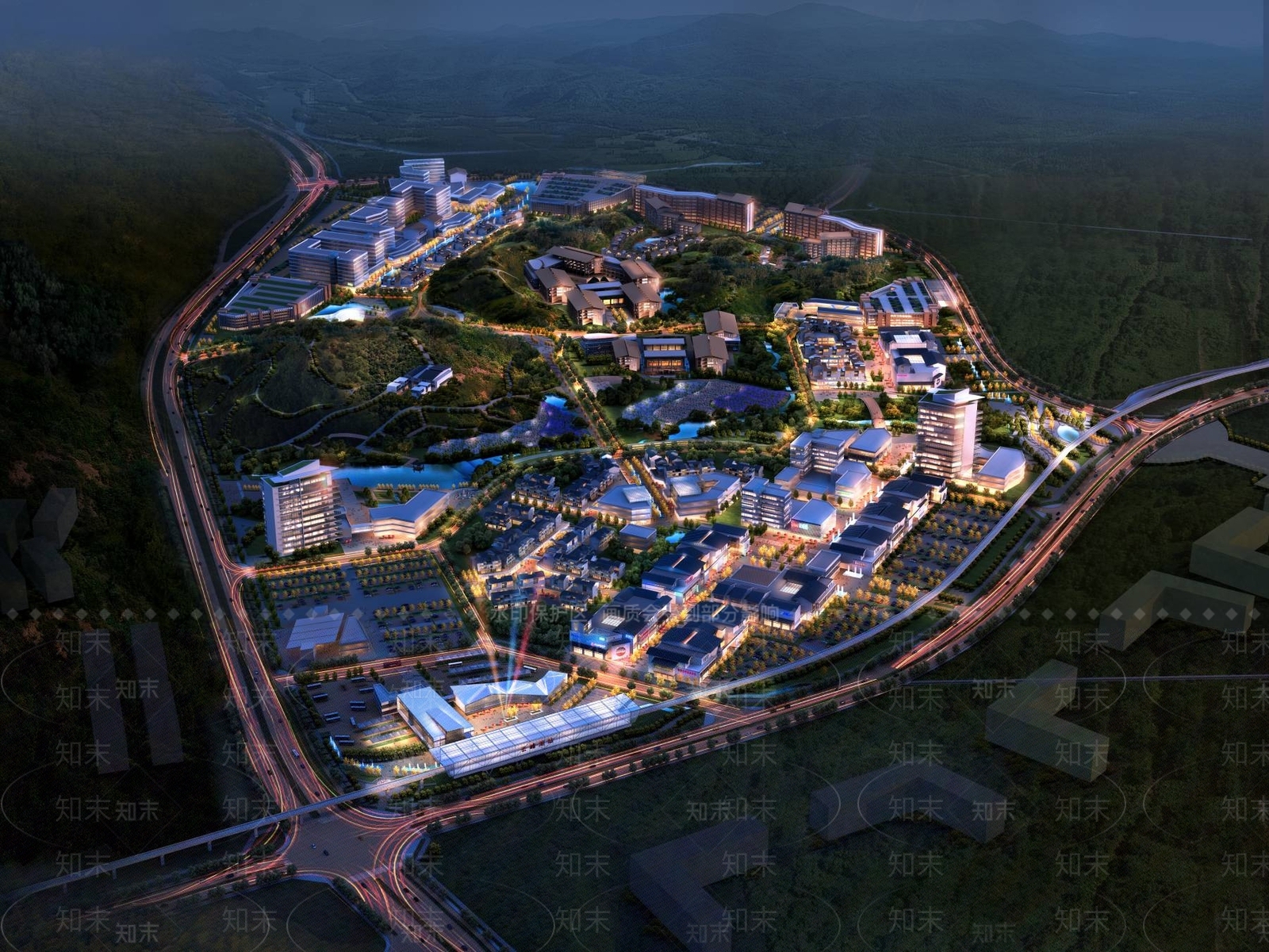 现代鸟瞰规划3D模型下载【ID:1194842070】