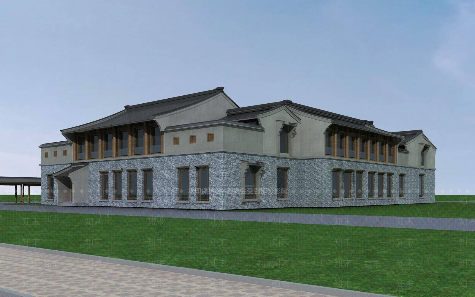 中式高层住宅3D模型下载【ID:1194842828】