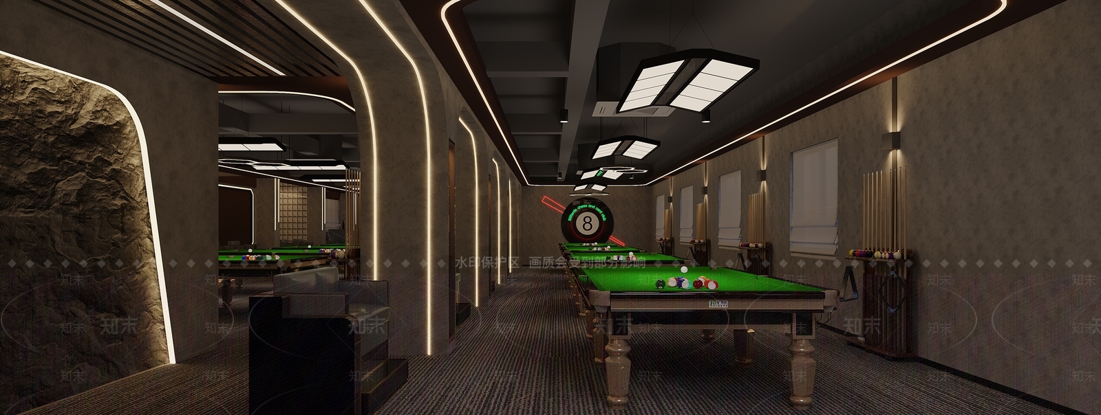 现代台球室3D模型下载【ID:1194845350】