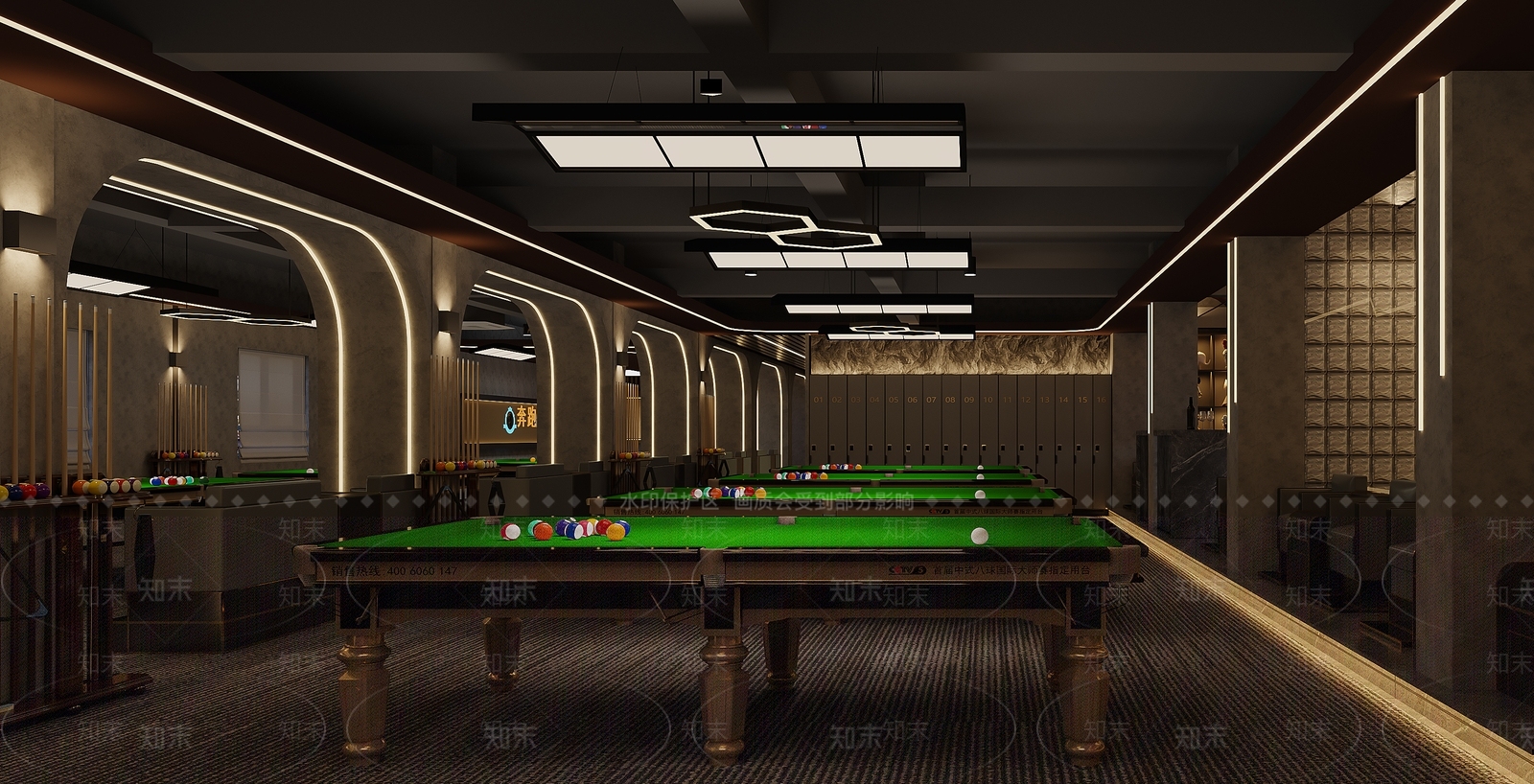 现代台球室3D模型下载【ID:1194845350】