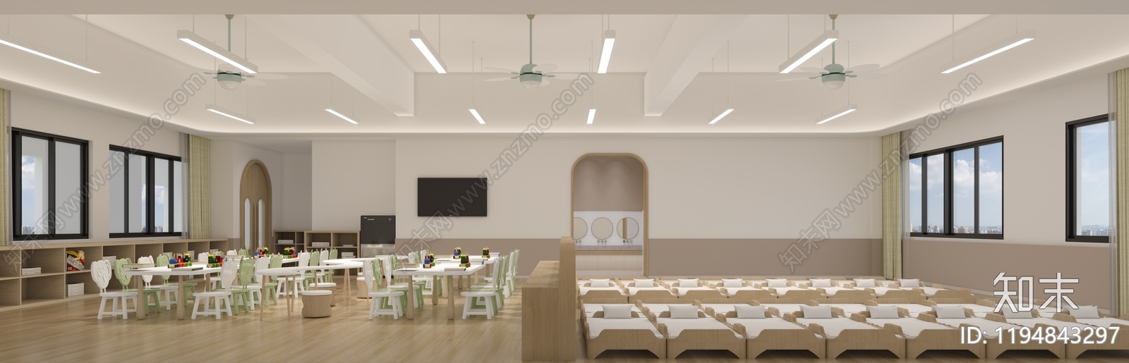 现代幼儿园施工图下载【ID:1194843297】