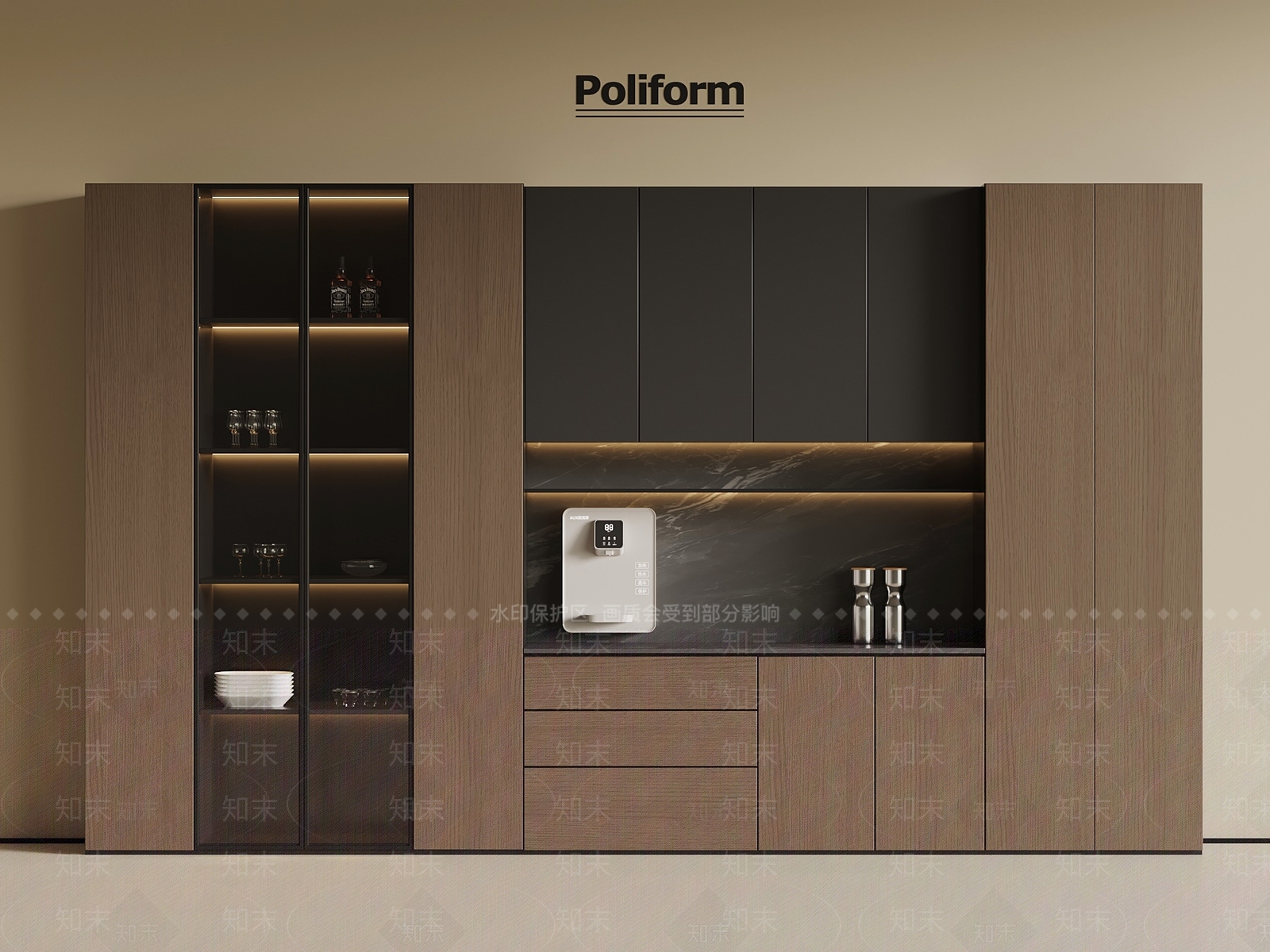 现代意式酒柜3D模型下载【ID:1194844394】