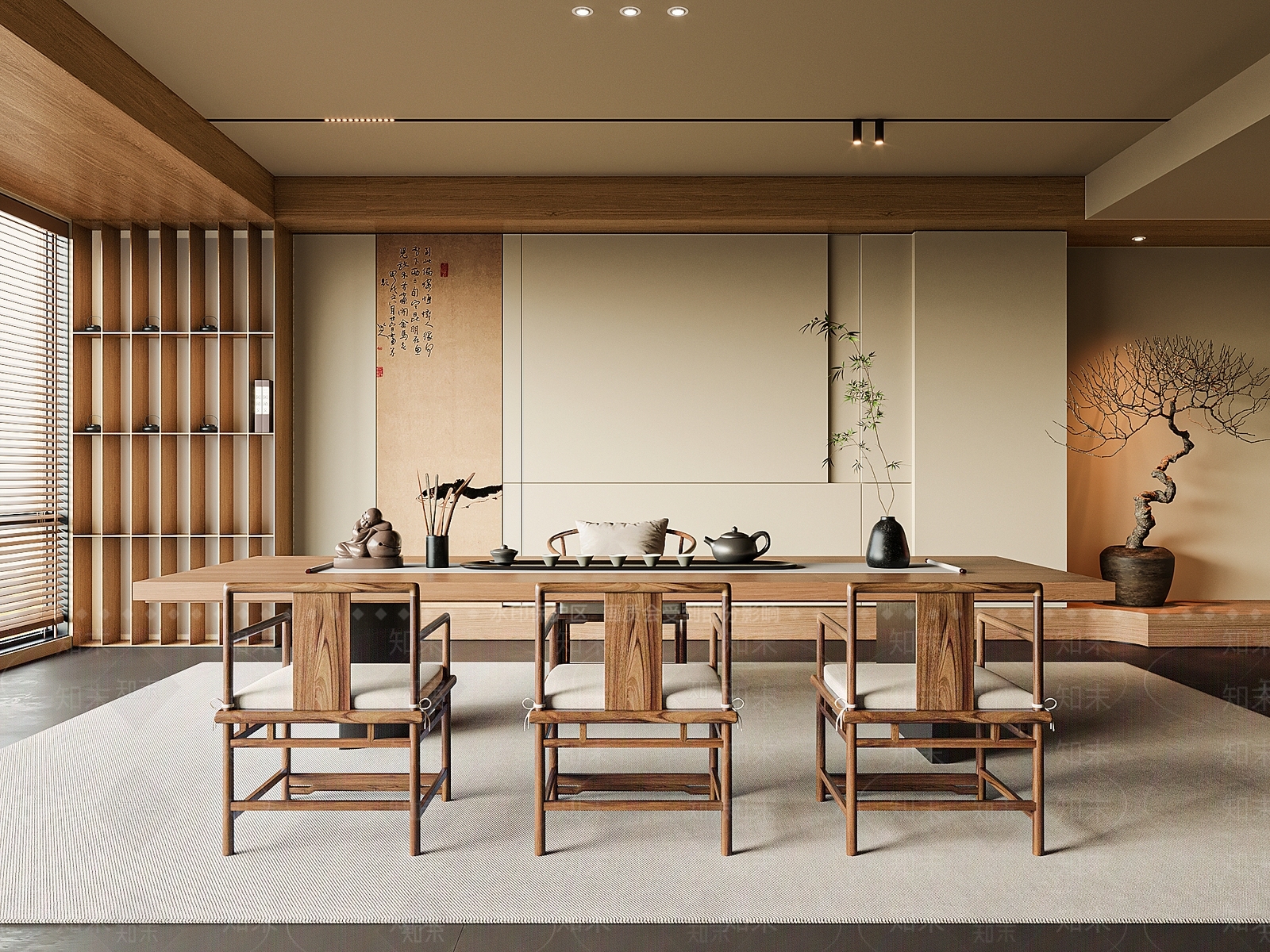 新中式禅意茶室3D模型下载【ID:1194845173】