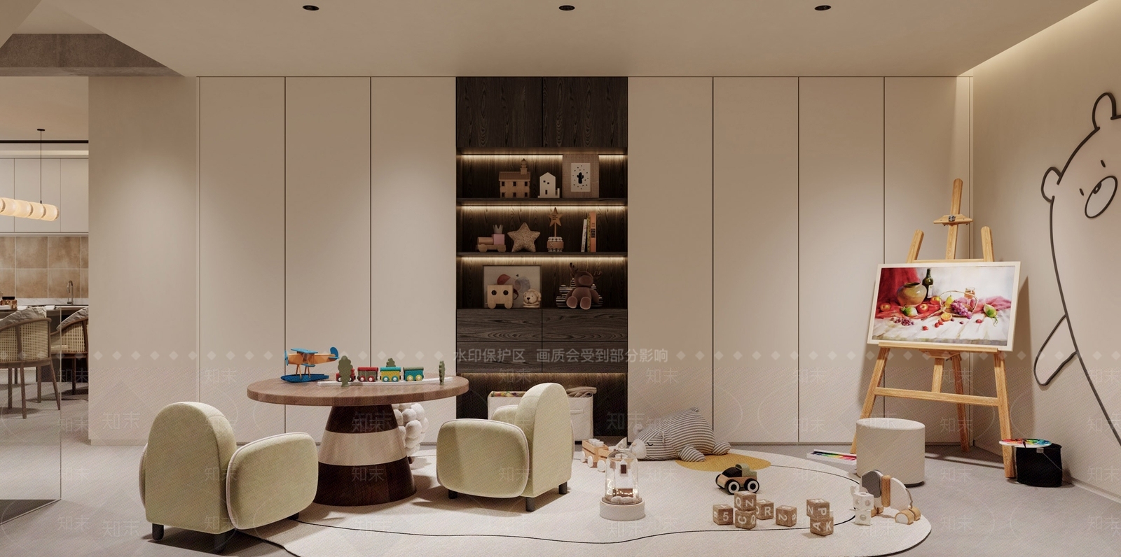 奶油简约儿童娱乐室3D模型下载【ID:1194846420】