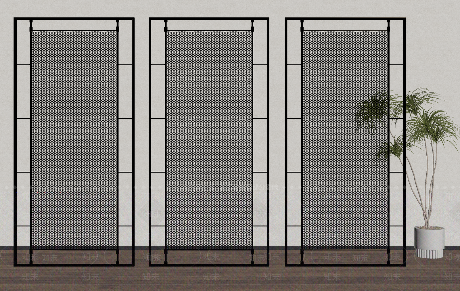 新中式隔断SU模型下载【ID:1194846334】