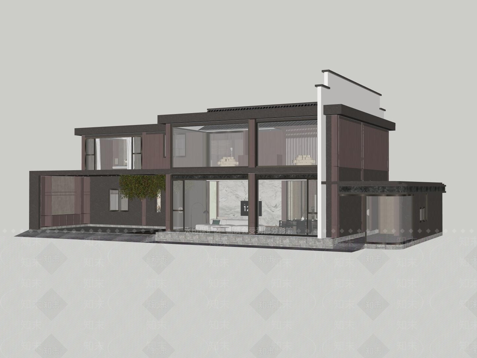 现代别墅SU模型下载【ID:1194846883】