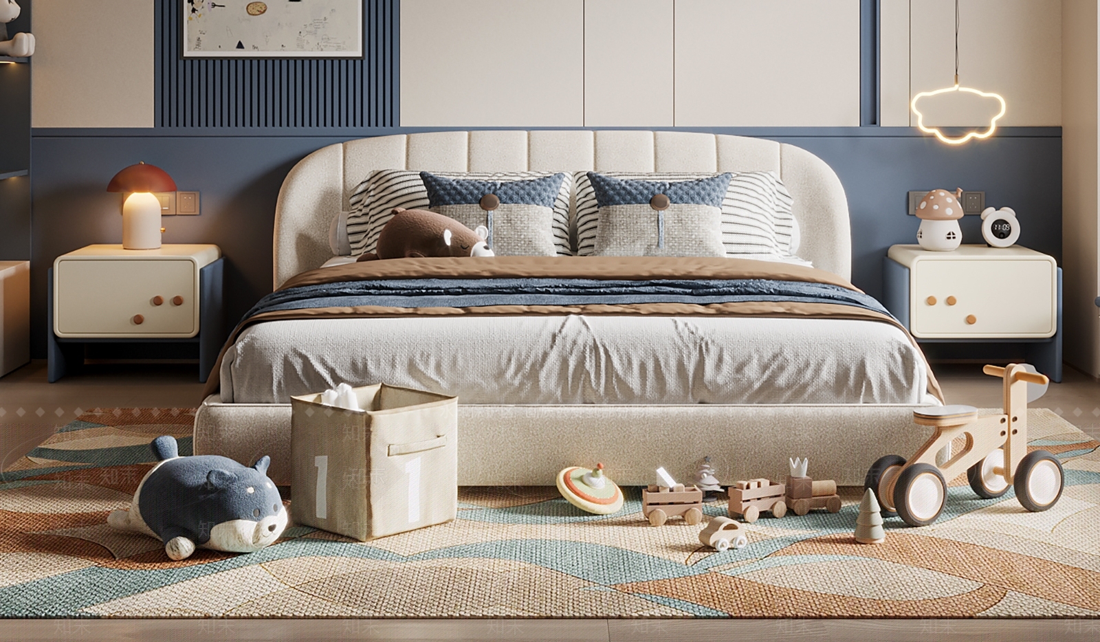 现代儿童床SU模型下载【ID:1194847673】