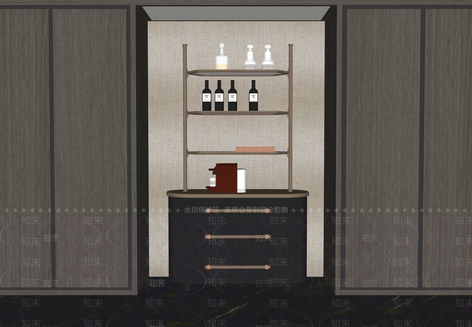 现代轻奢酒柜SU模型下载【ID:1194851379】