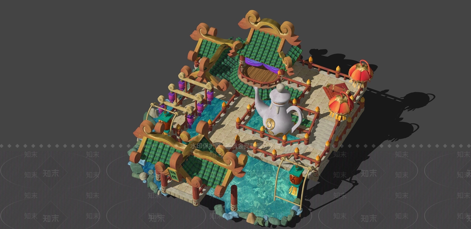 中式复古风格建筑SU模型下载【ID:1194855588】