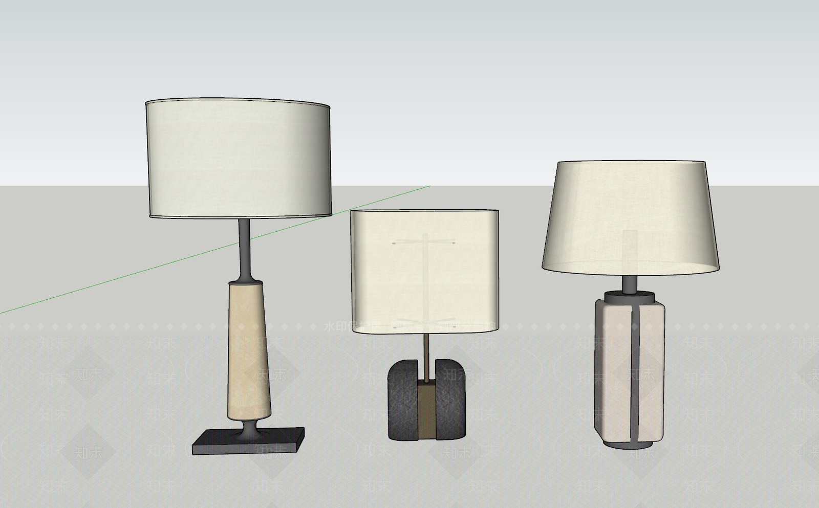 现代新中式台灯SU模型下载【ID:1194856715】