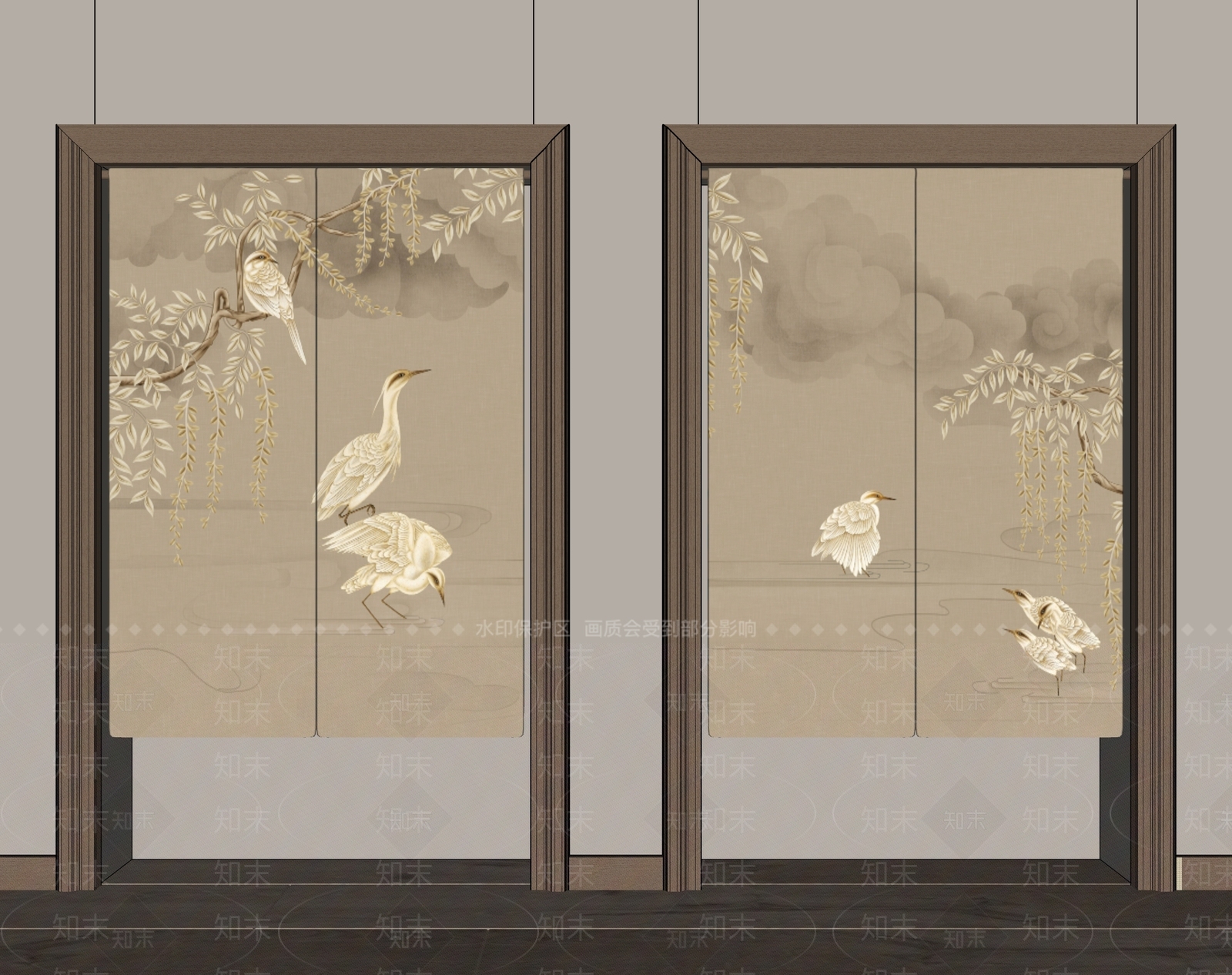 新中式中式窗帘SU模型下载【ID:1194860110】