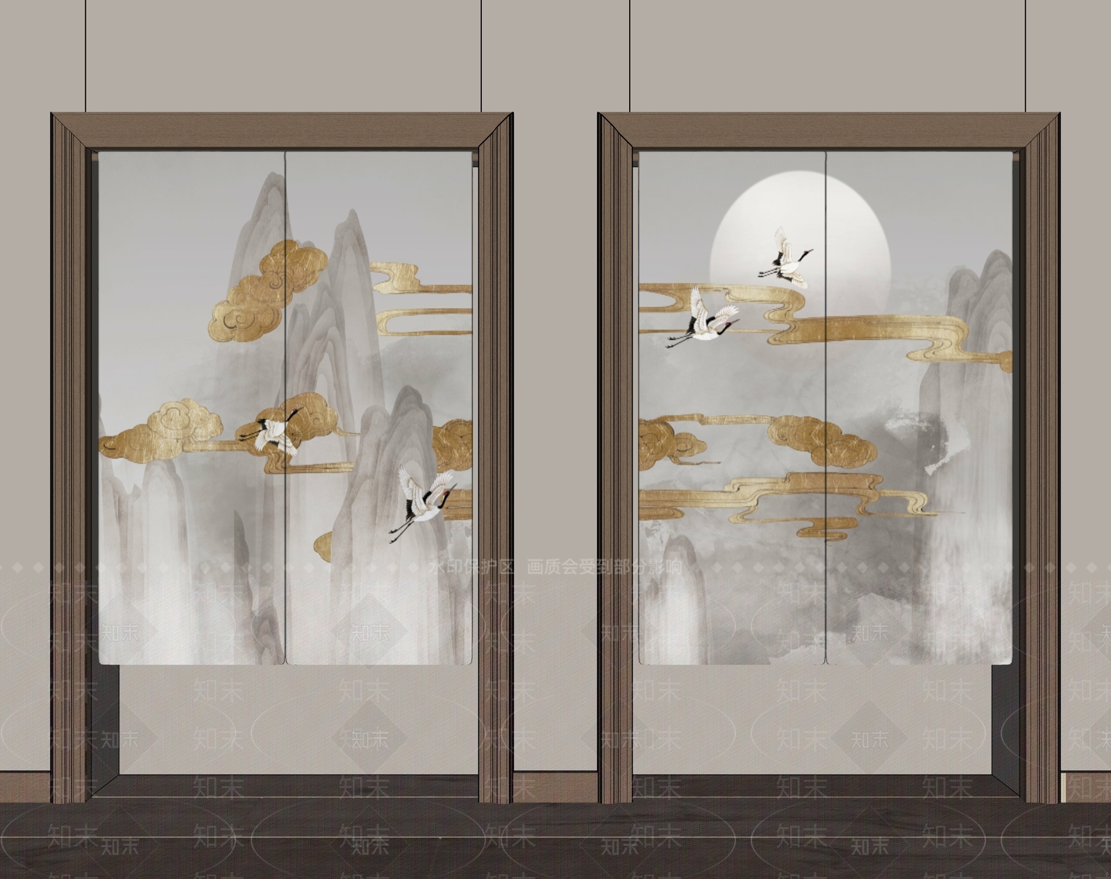 新中式中式窗帘SU模型下载【ID:1194860581】