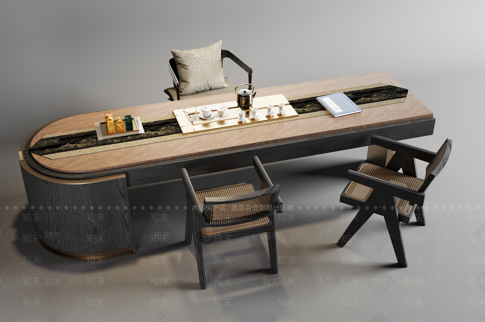 现代茶桌椅3D模型下载【ID:1194863829】