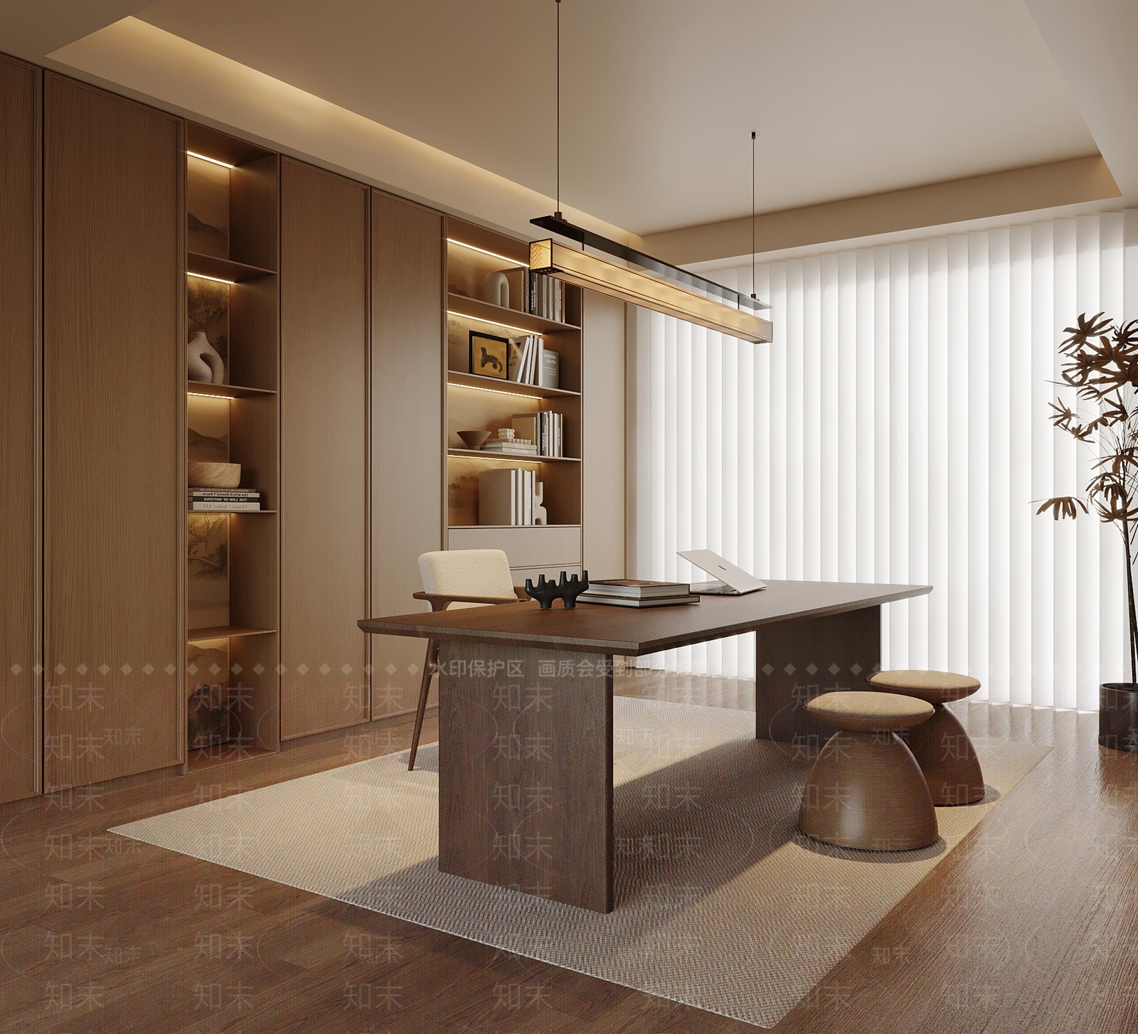 新中式书房3D模型下载【ID:1194866268】