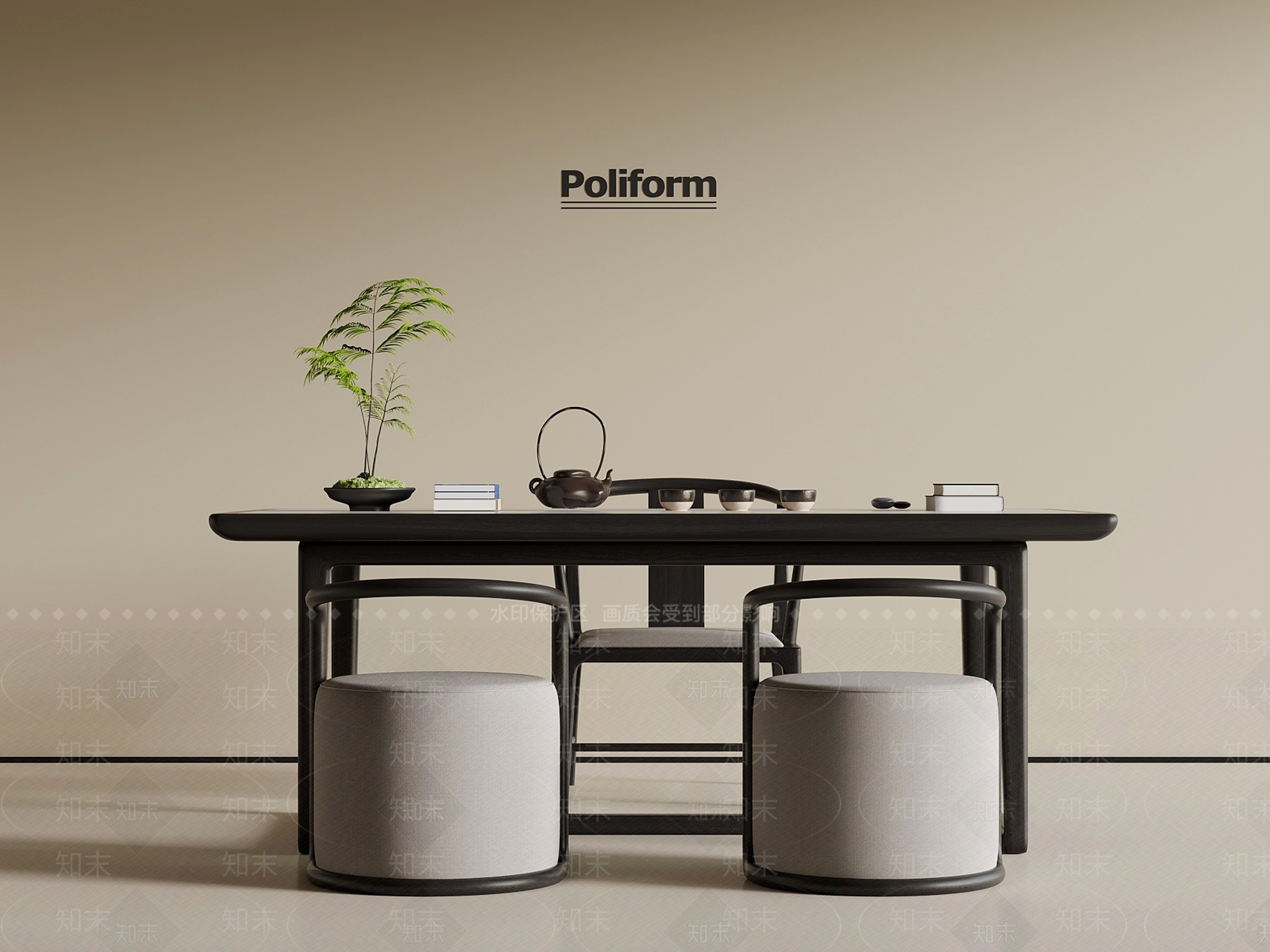 新中式茶桌椅SU模型下载【ID:1194866793】