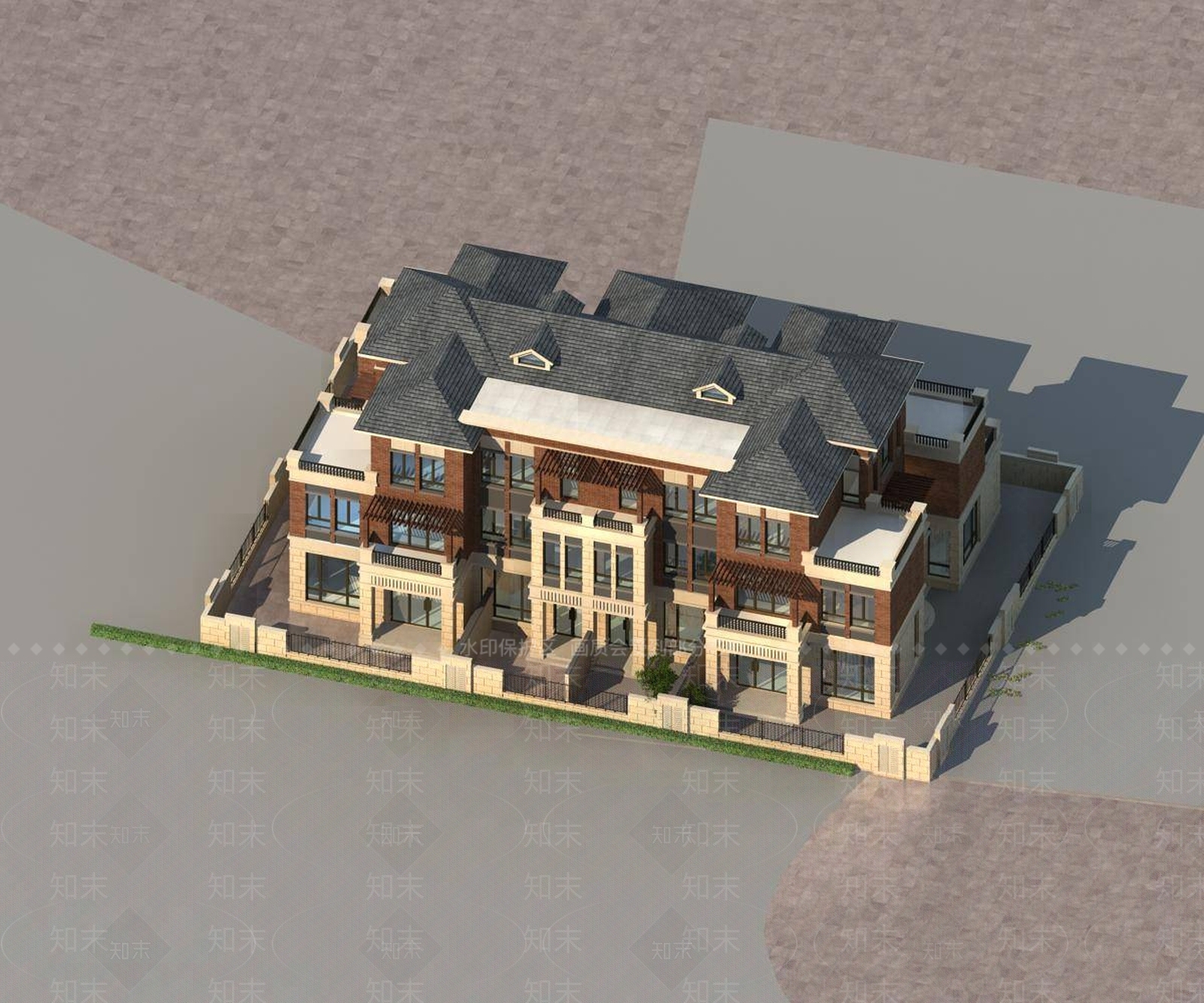 欧式别墅外观3D模型下载【ID:1194866737】