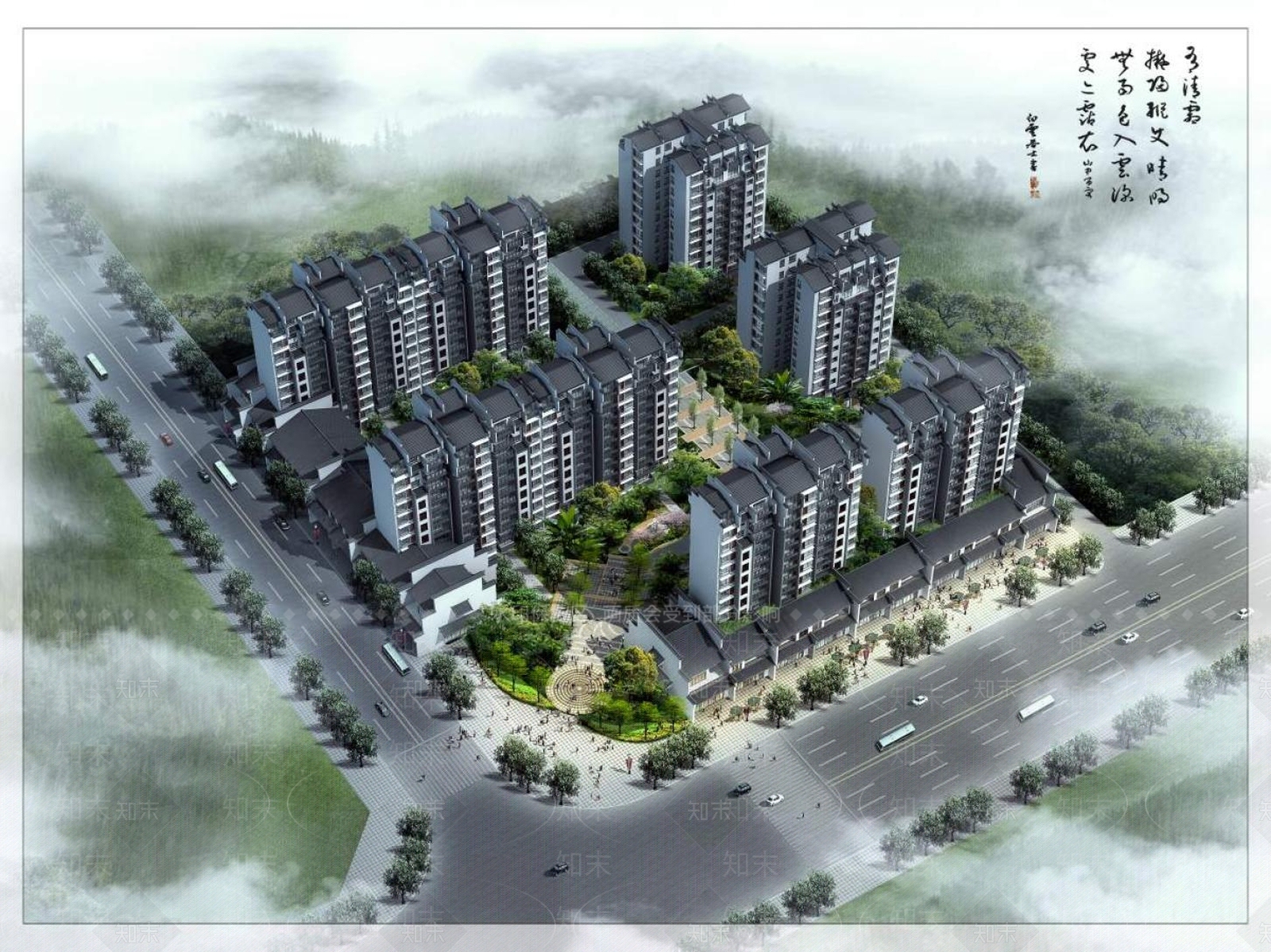中式高层住宅3D模型下载【ID:1194866809】