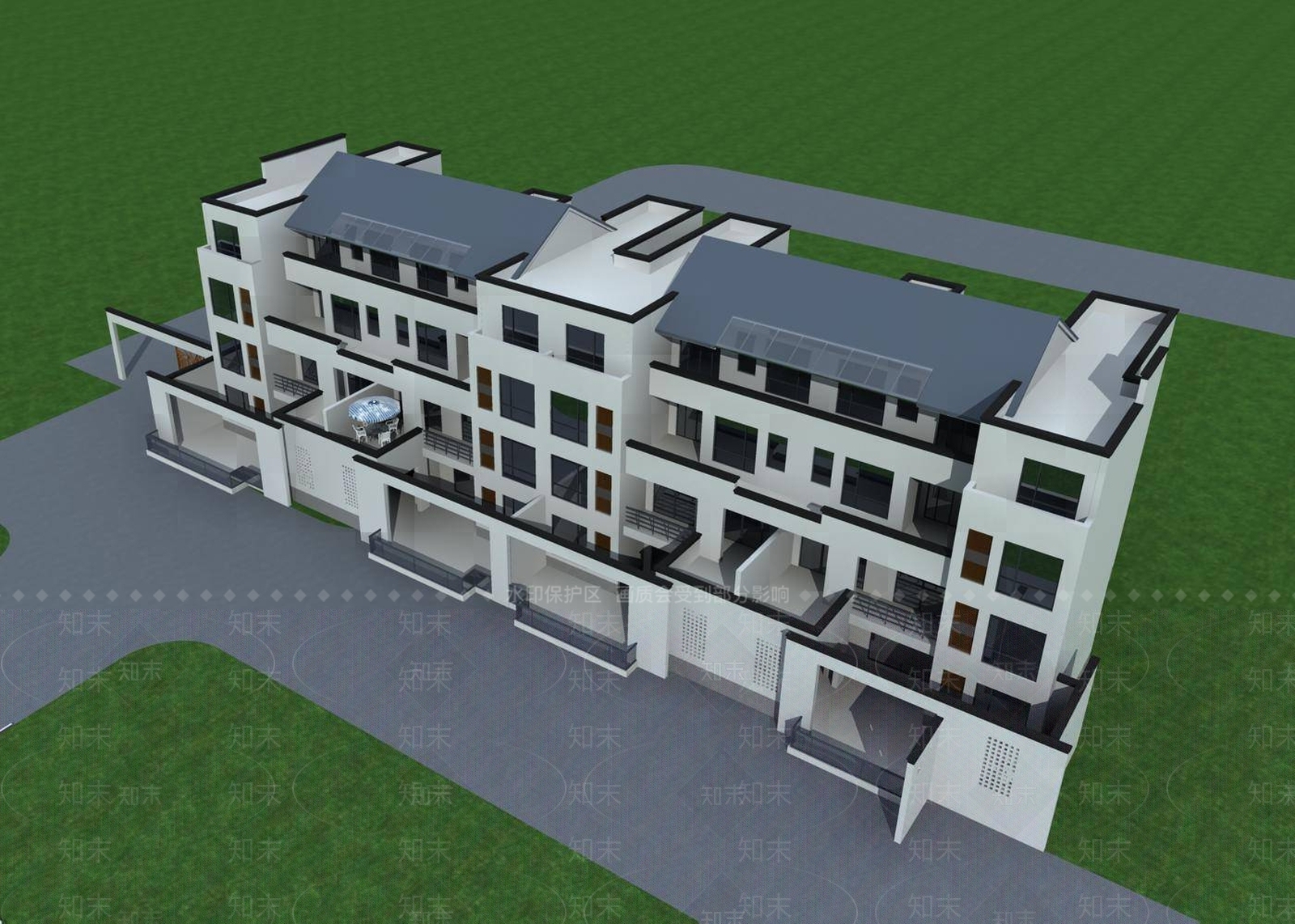 中式别墅外观3D模型下载【ID:1194867320】